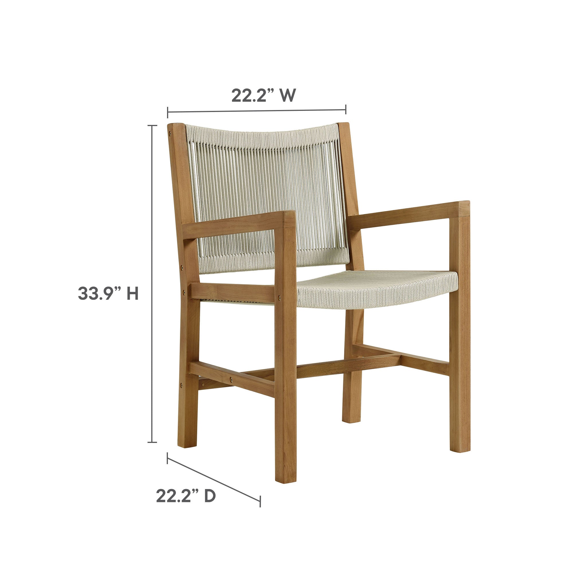 Vienna Outdoor Patio Teak and Rope Dining Armchairs Set of 2