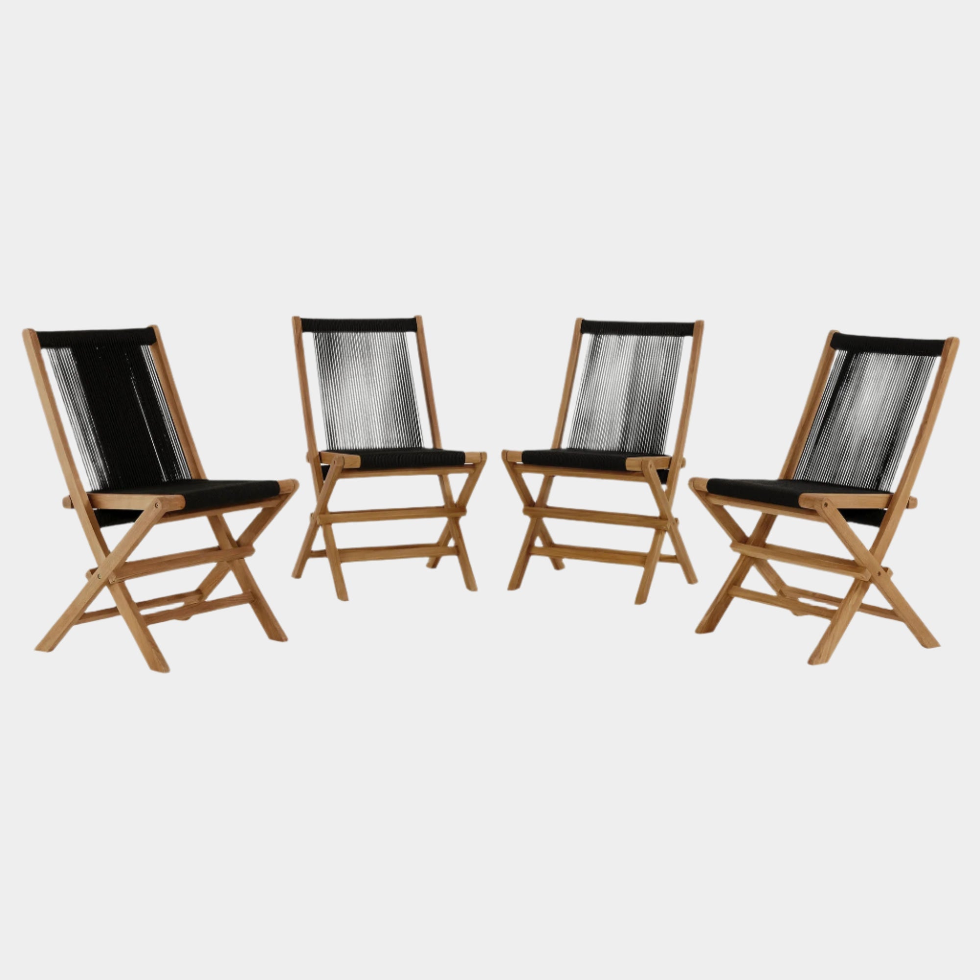 Vienna Outdoor Patio Teak and Rope Folding Chairs Set of 4