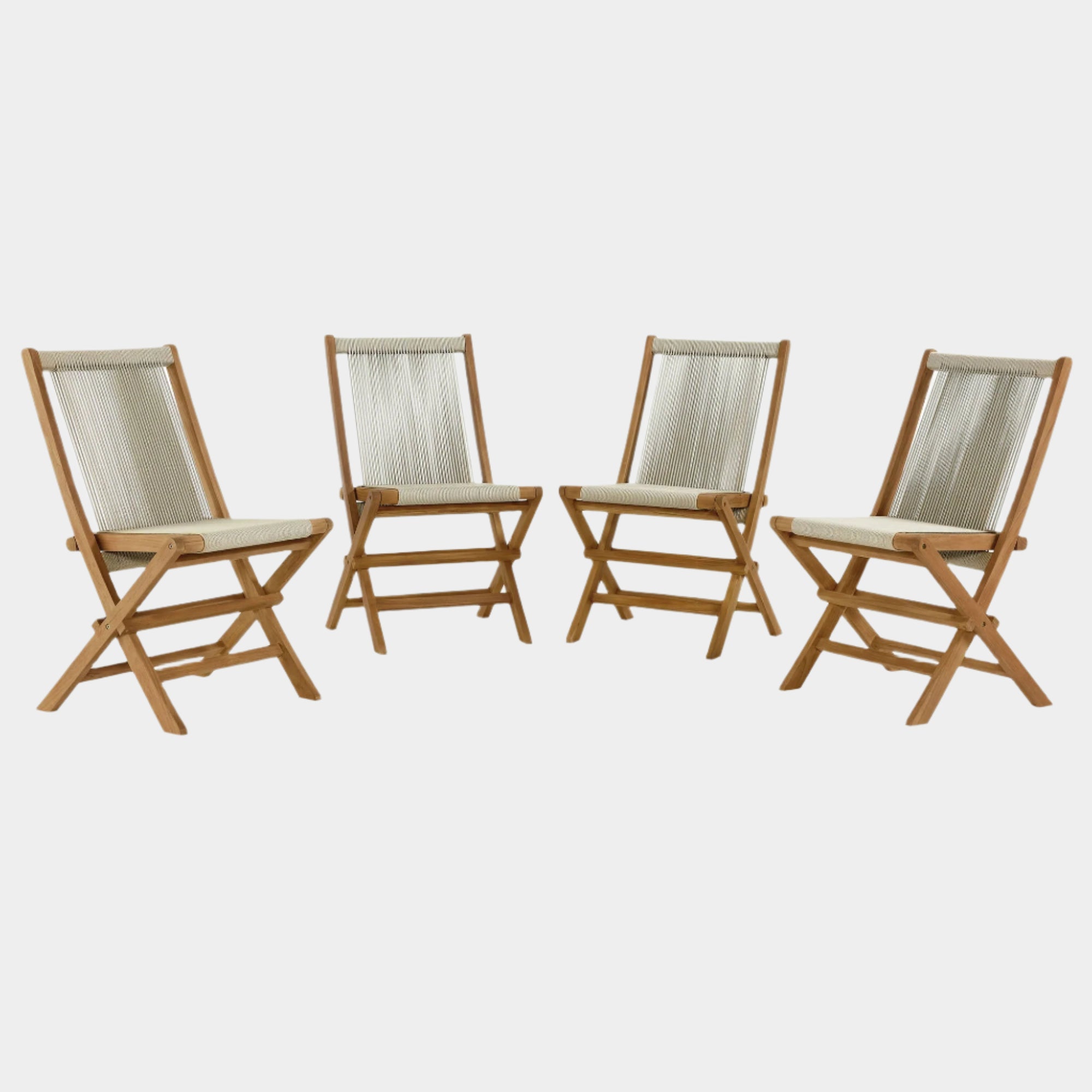 Vienna Outdoor Patio Teak and Rope Folding Chairs Set of 4