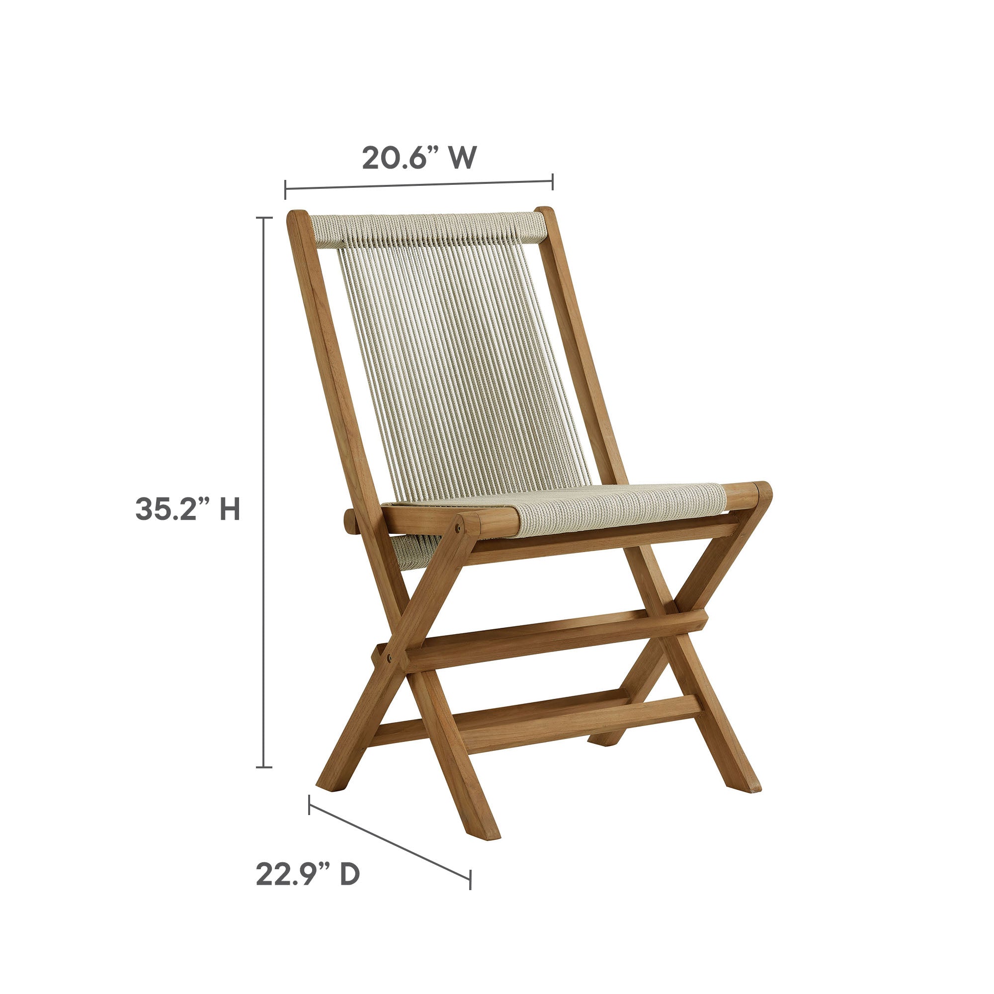 Vienna Outdoor Patio Teak and Rope Folding Chairs Set of 4