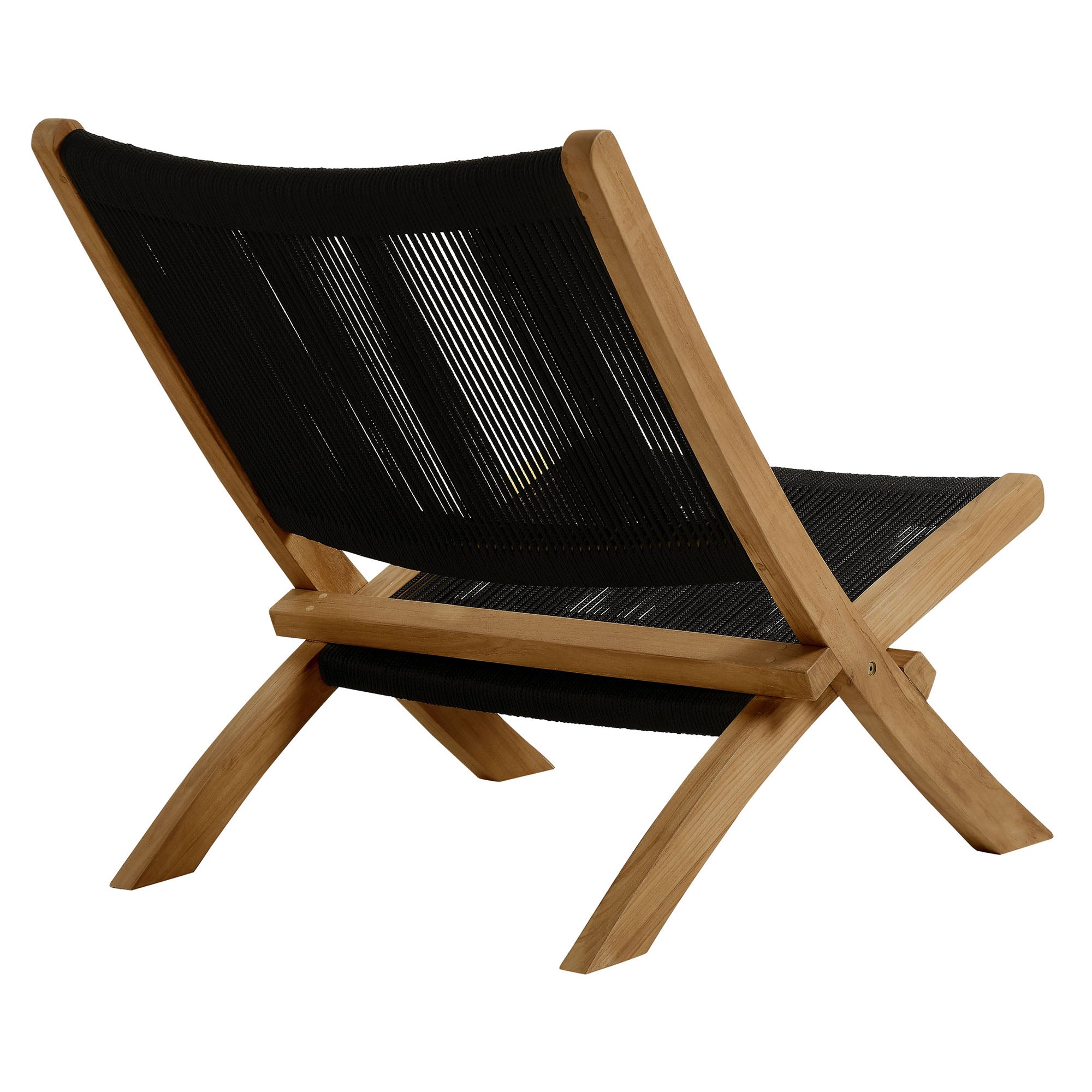 Vienna Outdoor Patio Teak and Rope Folding Accent Lounge Chair