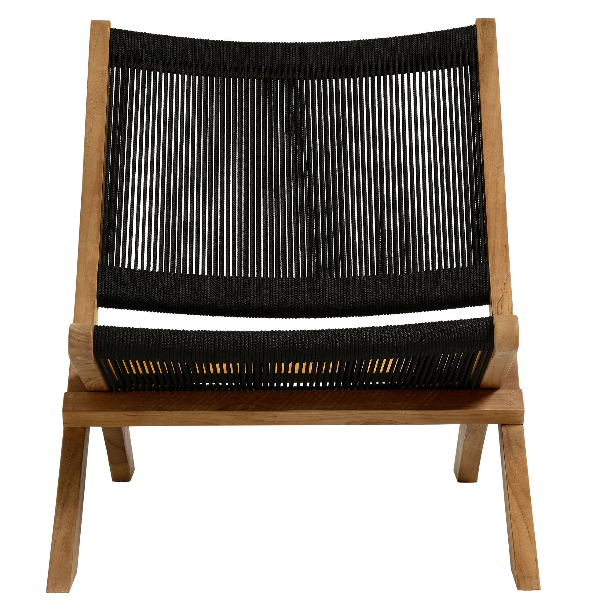 Vienna Outdoor Patio Teak and Rope Folding Accent Lounge Chair