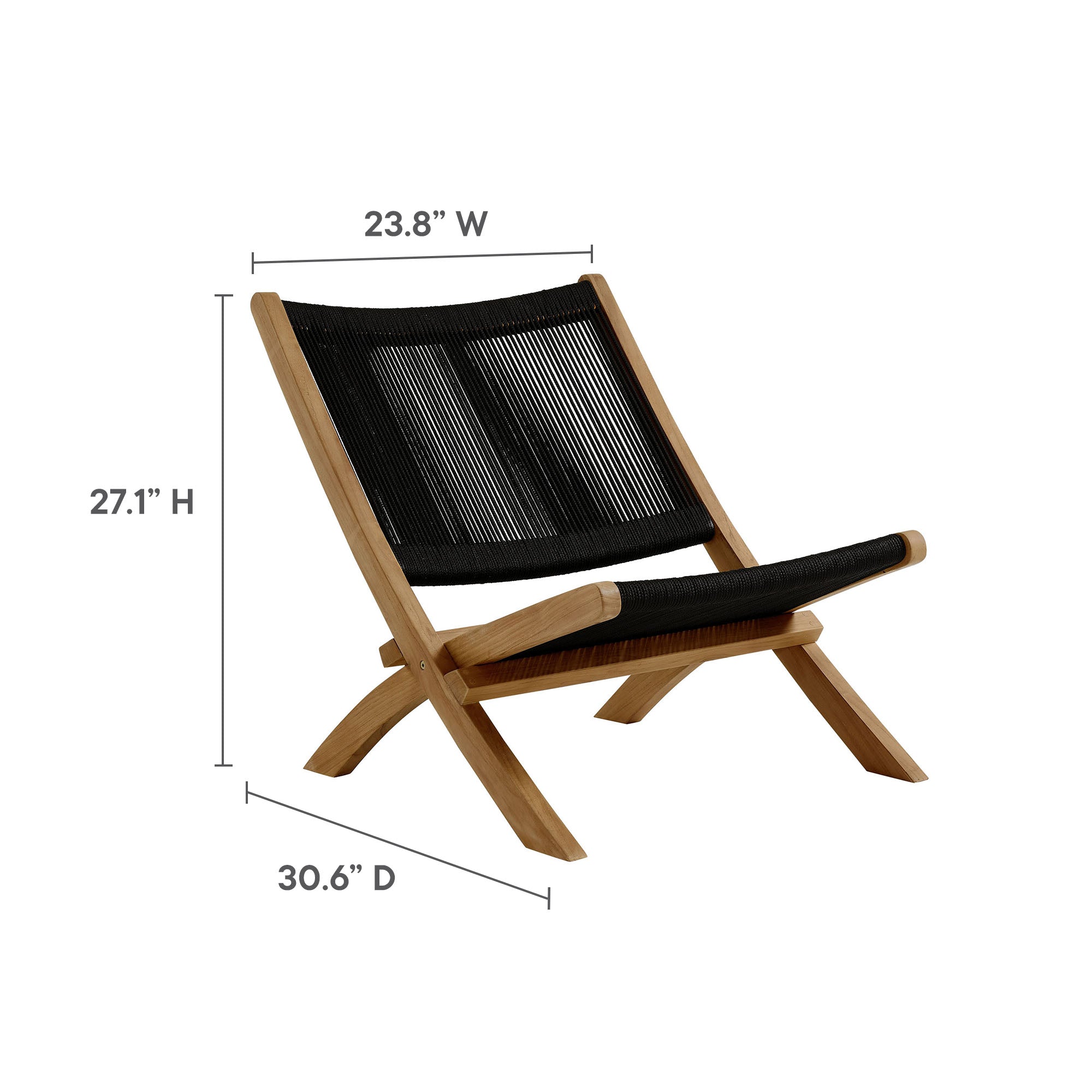 Vienna Outdoor Patio Teak and Rope Folding Accent Lounge Chair