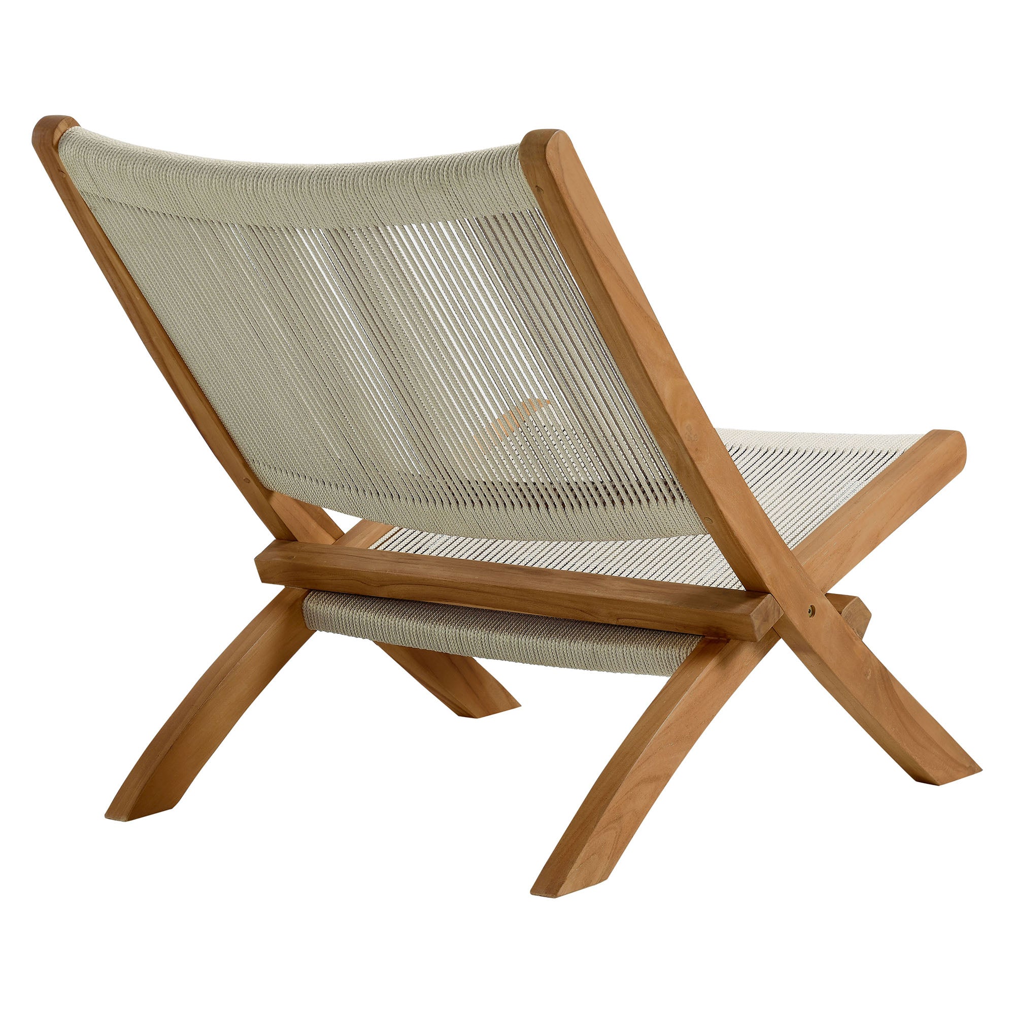 Vienna Outdoor Patio Teak and Rope Folding Accent Lounge Chair