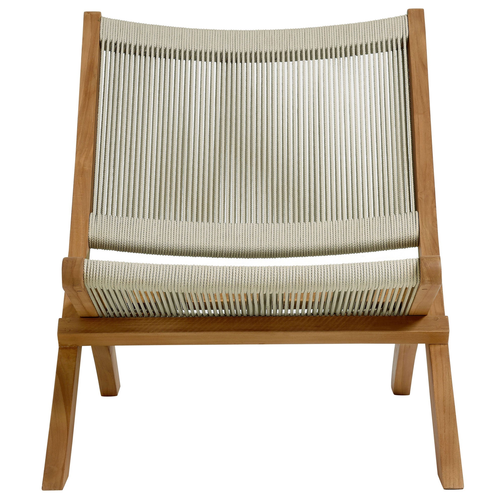 Vienna Outdoor Patio Teak and Rope Folding Accent Lounge Chair