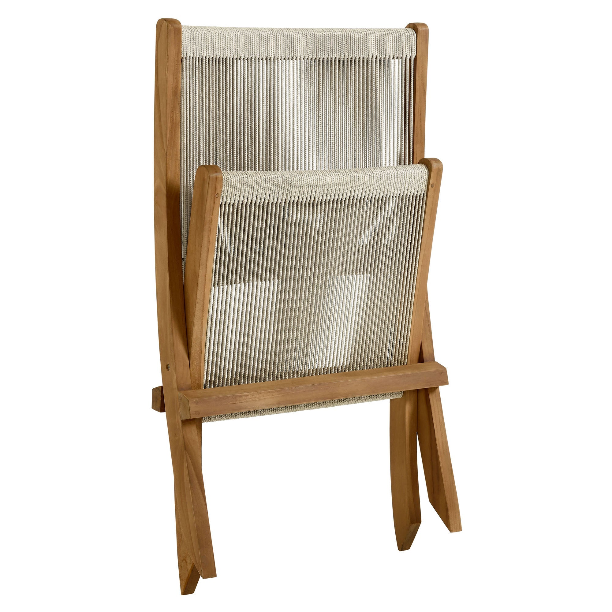 Vienna Outdoor Patio Teak and Rope Folding Accent Lounge Chair