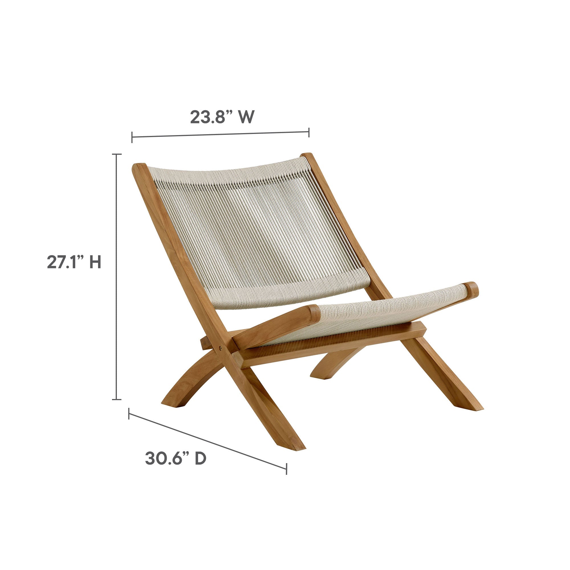 Vienna Outdoor Patio Teak and Rope Folding Accent Lounge Chair