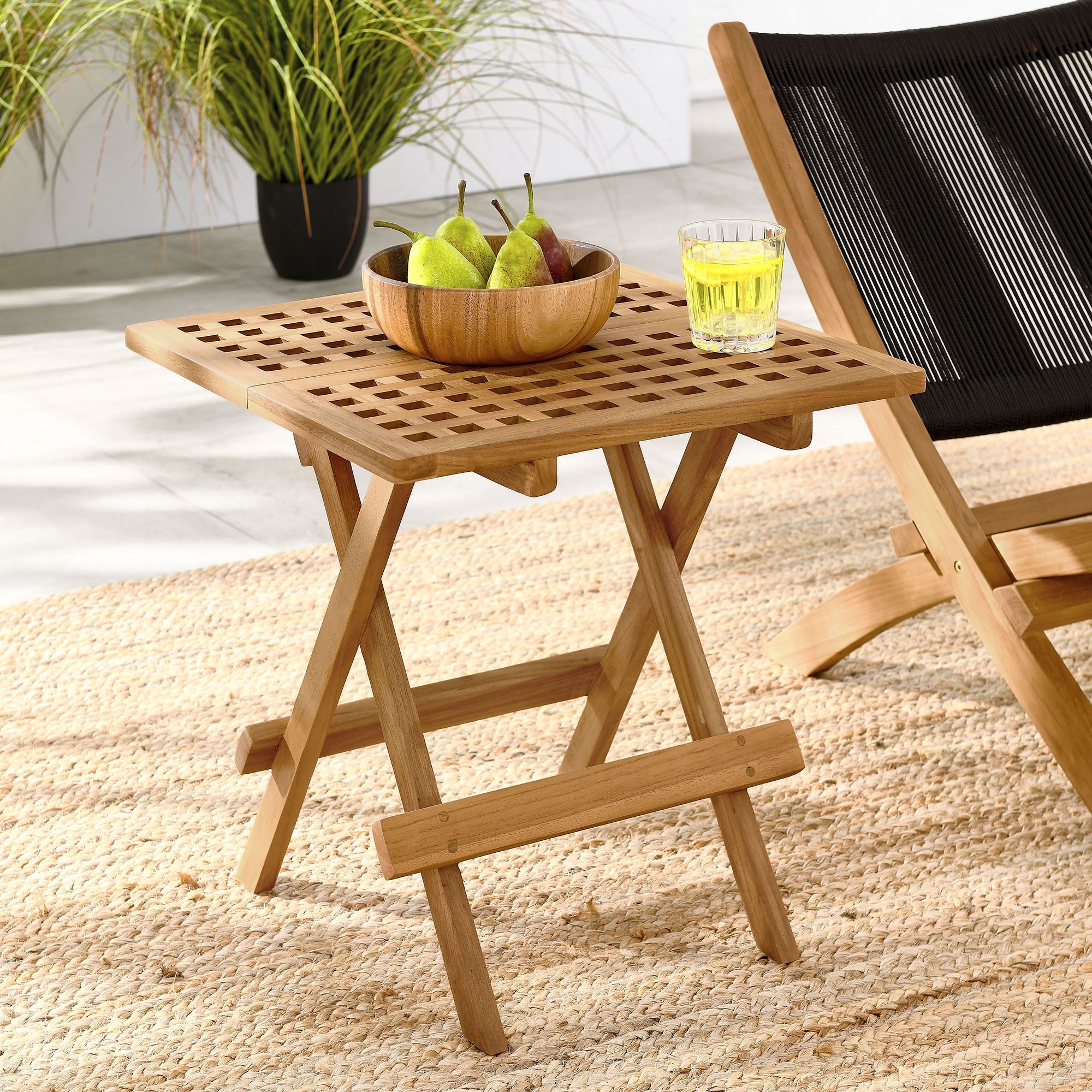 Vienna Outdoor Patio Teak Wood Side Table in Natural