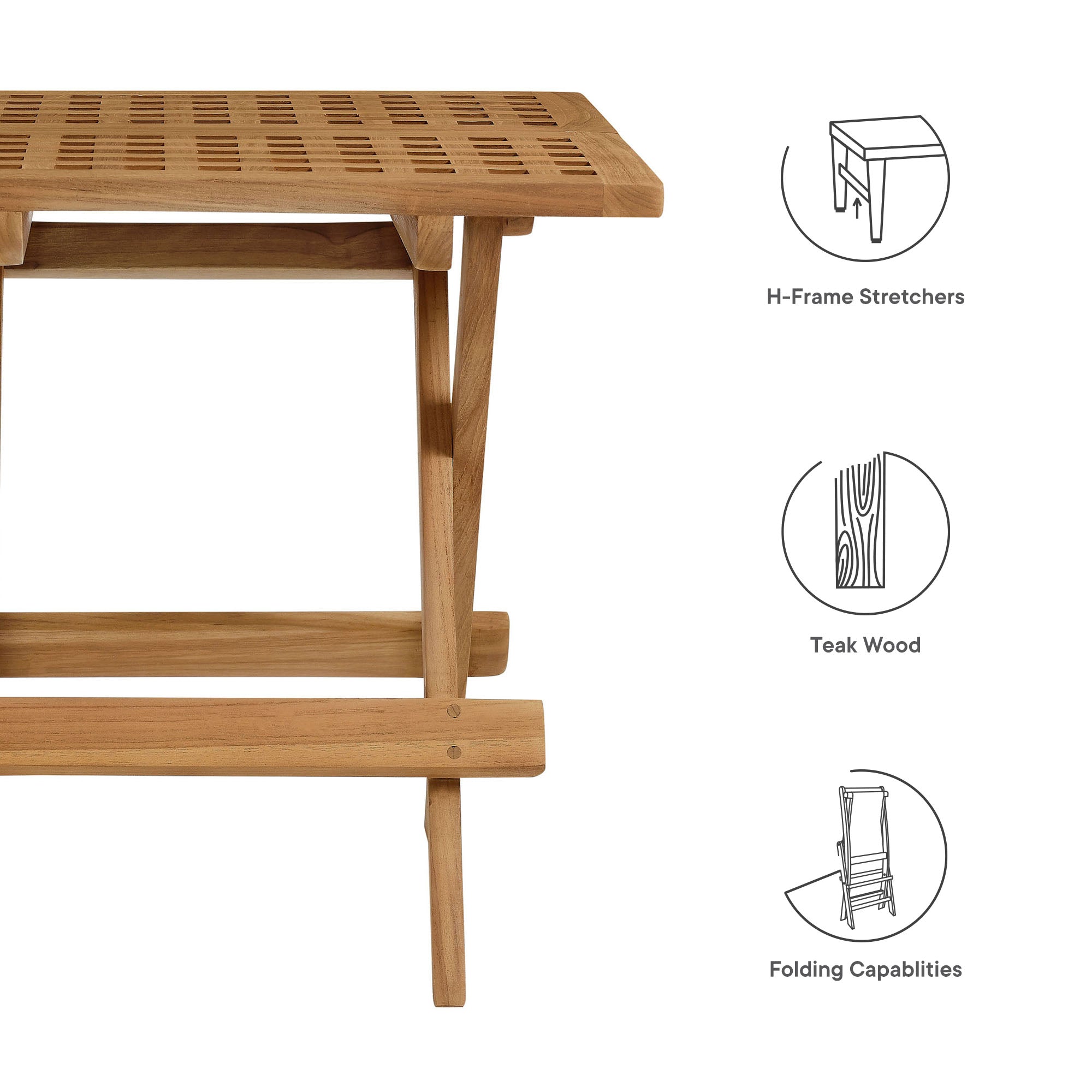 Table d'appoint Vienna Outdoor Patio en bois de teck naturel 