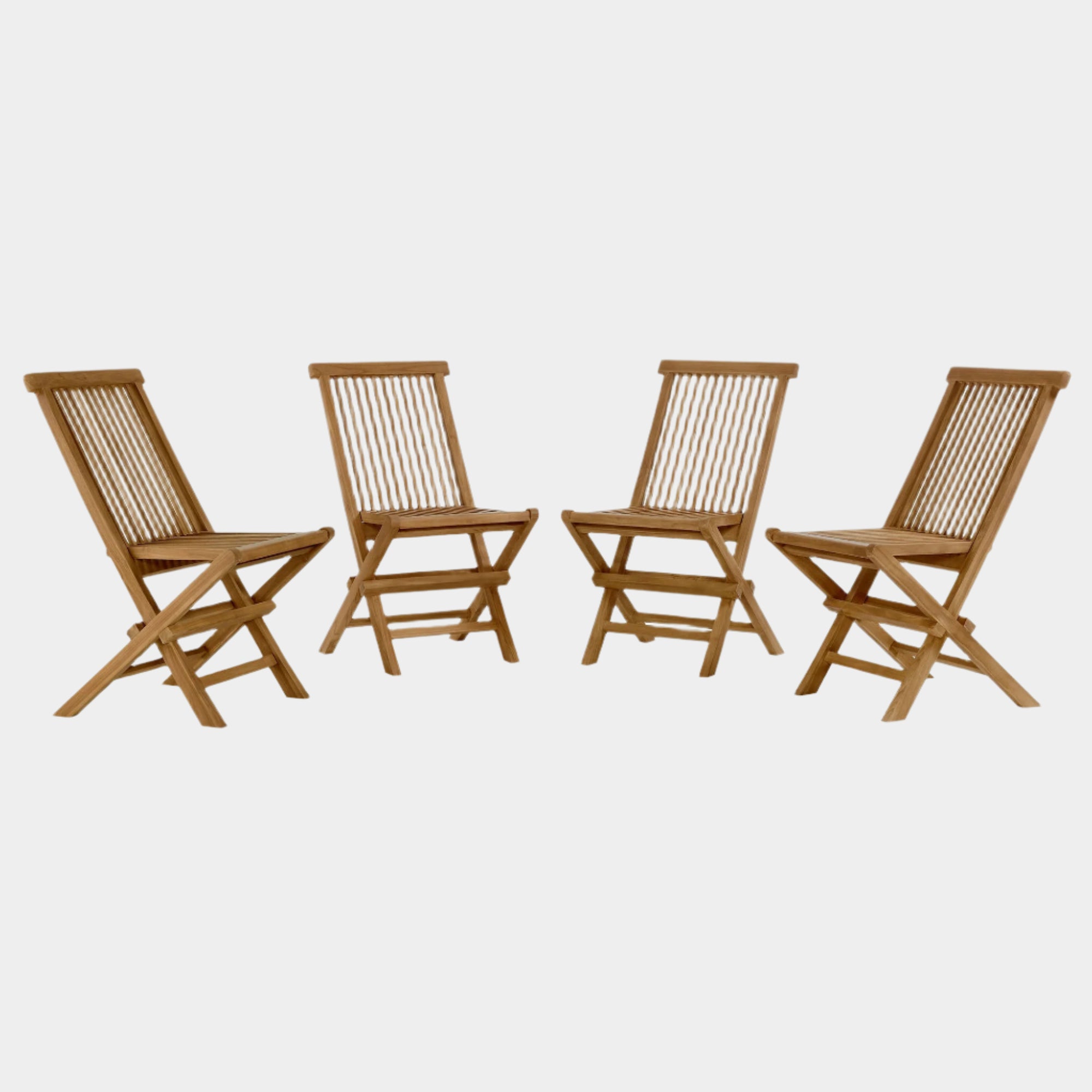 Vienna Outdoor Patio Teak Wood Folding Dining Chairs Set of 4 in Natural