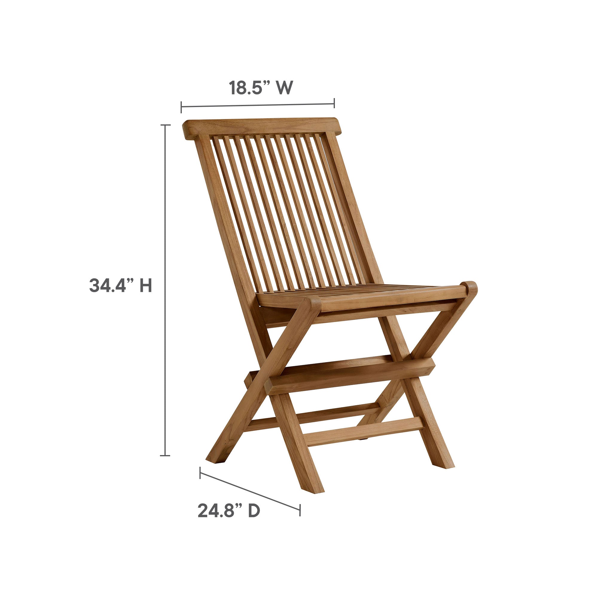 Vienna Outdoor Patio Teak Wood Folding Dining Chairs Set of 4 in Natural