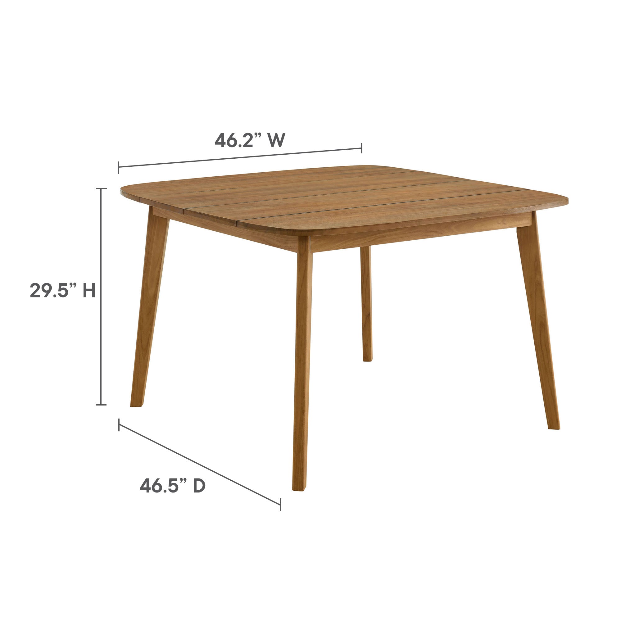 Vienna 46" Square Outdoor Patio Teak Wood Dining Table in Natural