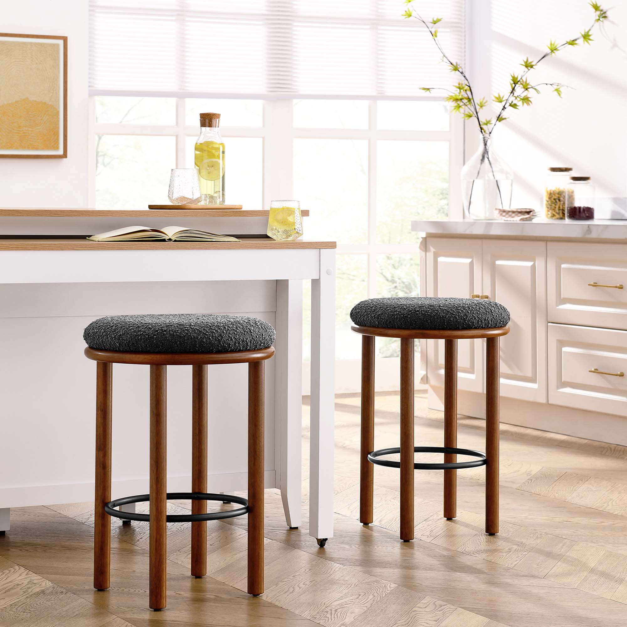 Fable Boucle Fabric Counter Stools Set of 2