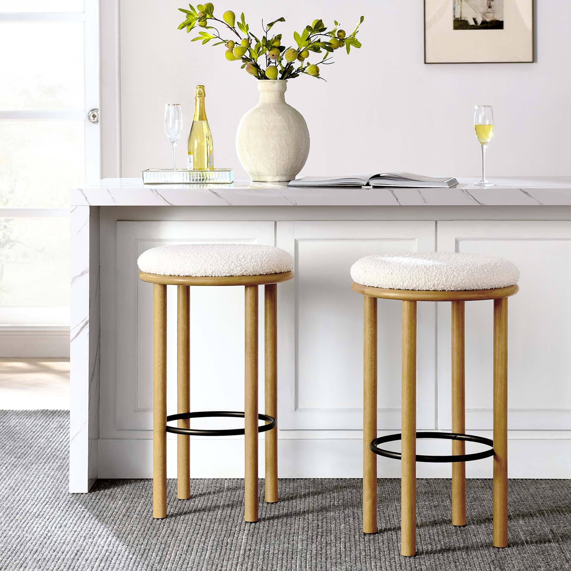 Fable Boucle Fabric Bar Stools Set of 2