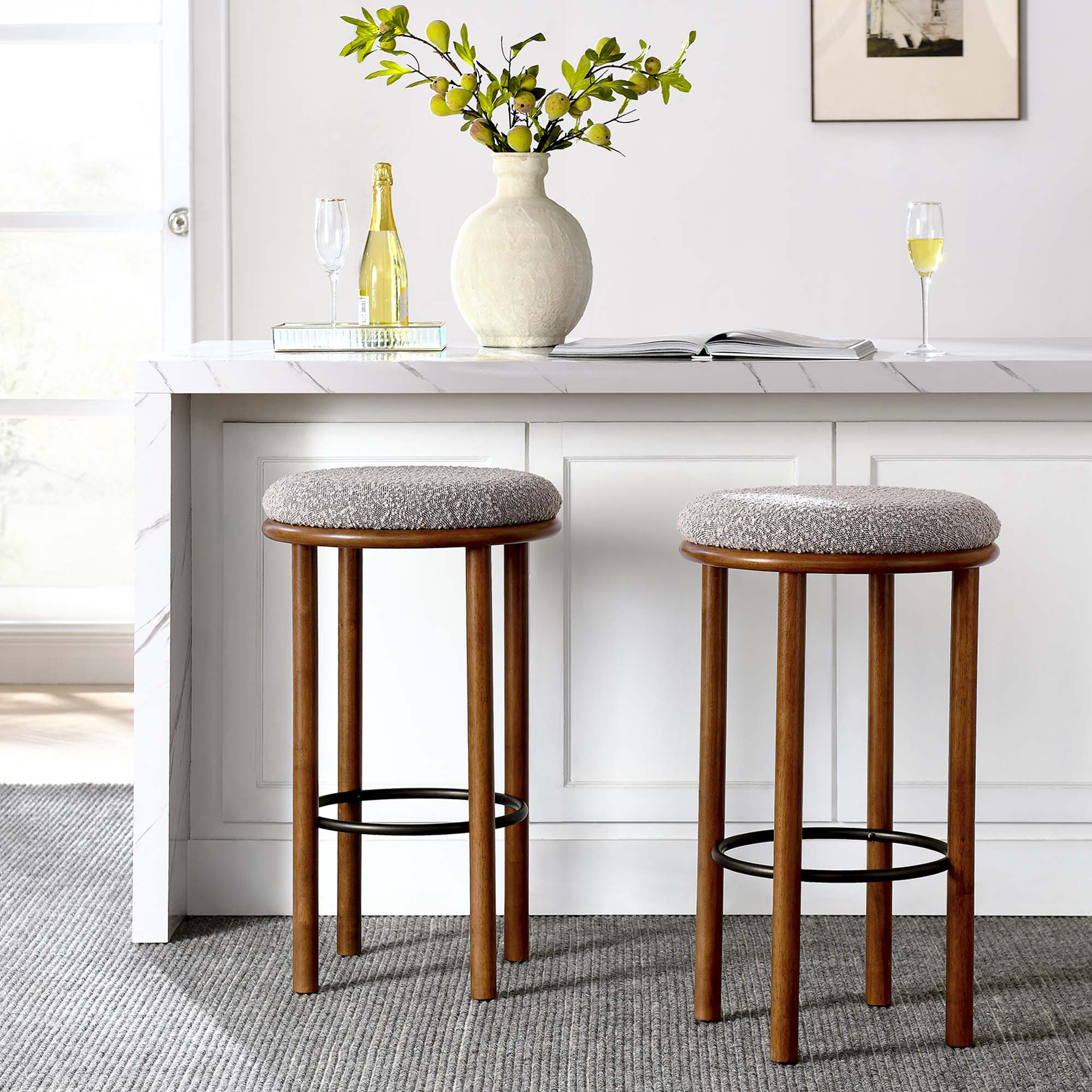 Fable Boucle Fabric Bar Stools Set of 2