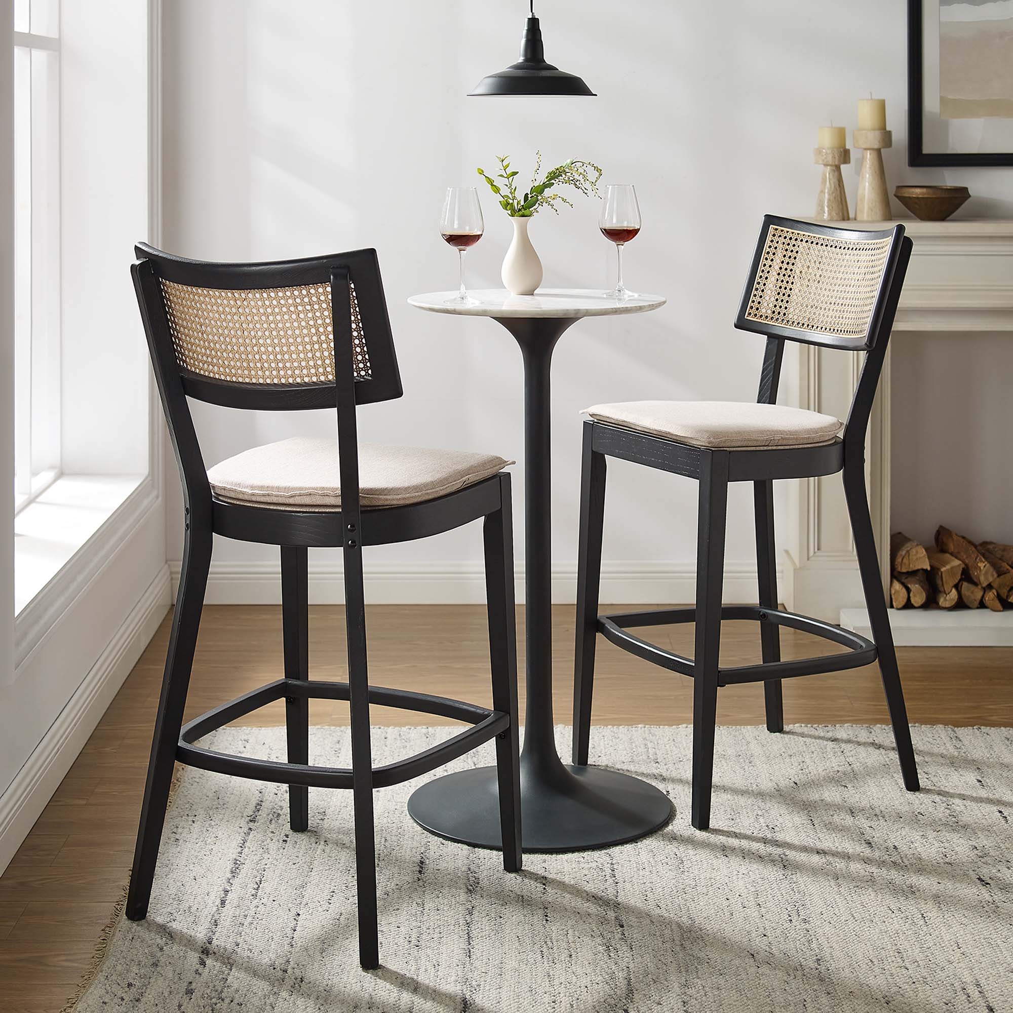 Caledonia Wood Bar Stools Set of 2