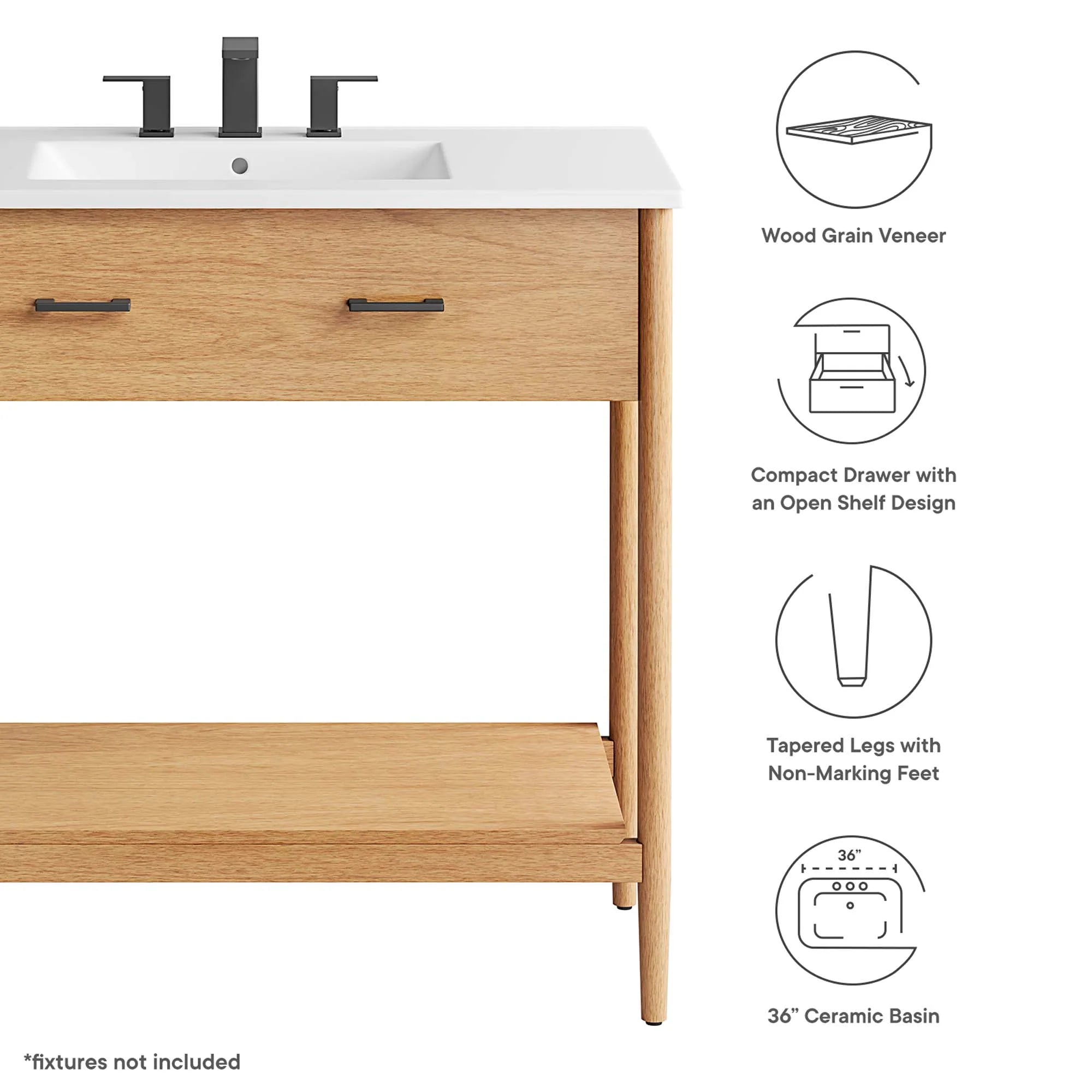 Meuble-lavabo de salle de bain Zaïre inclus