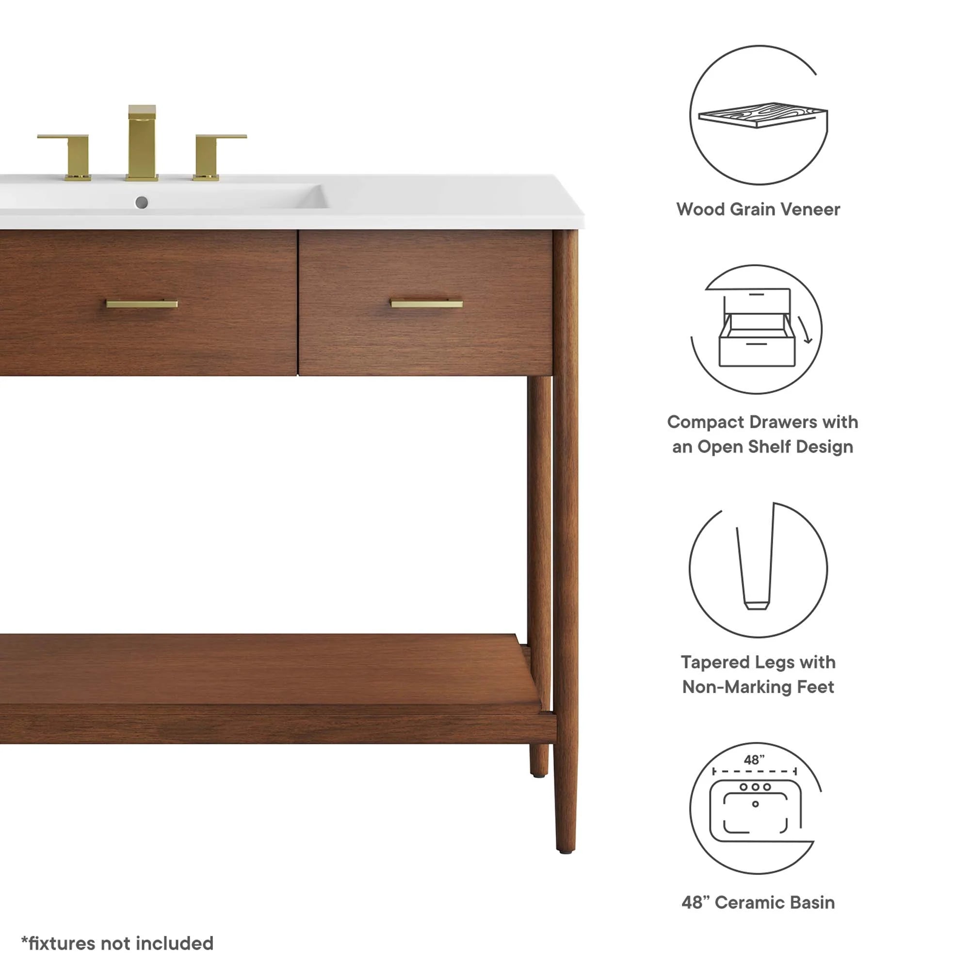 Meuble-lavabo de salle de bain Zaïre inclus