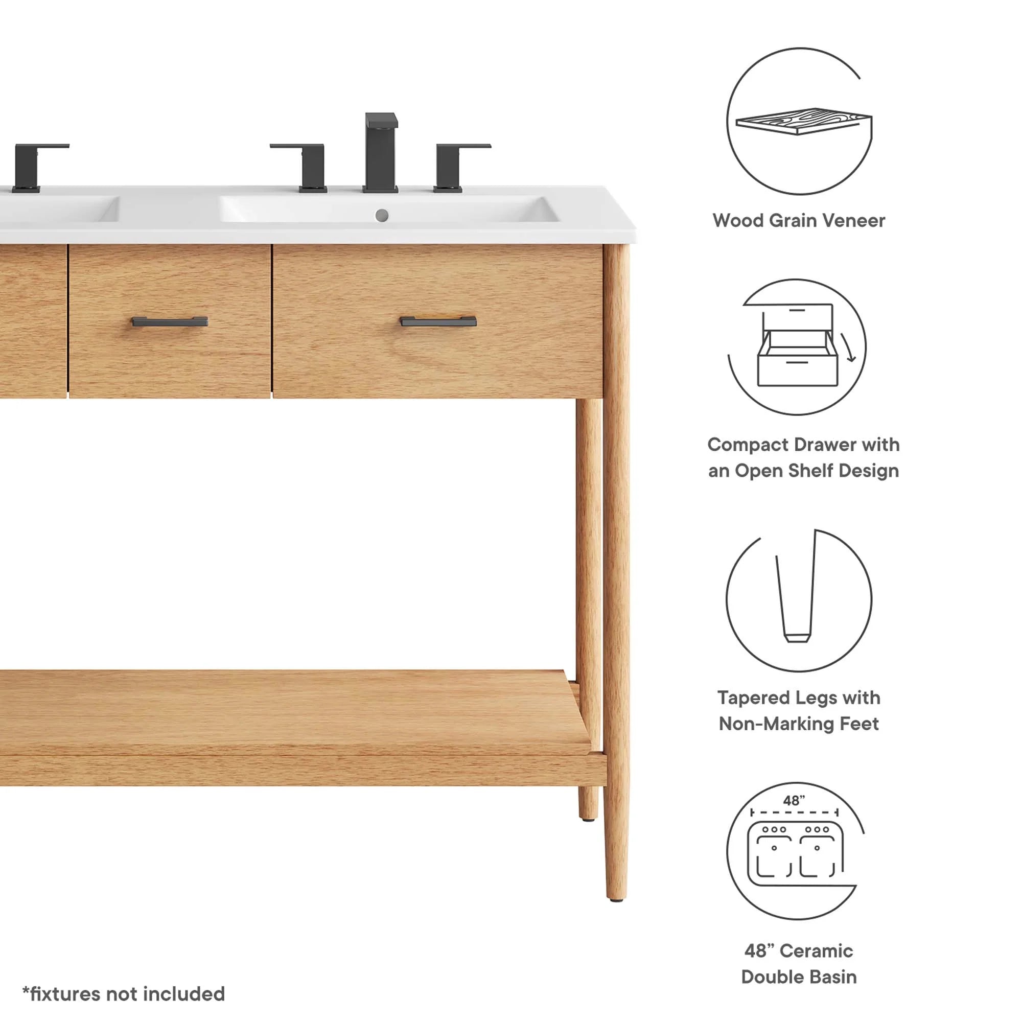 Meuble-lavabo de salle de bain Zaïre inclus