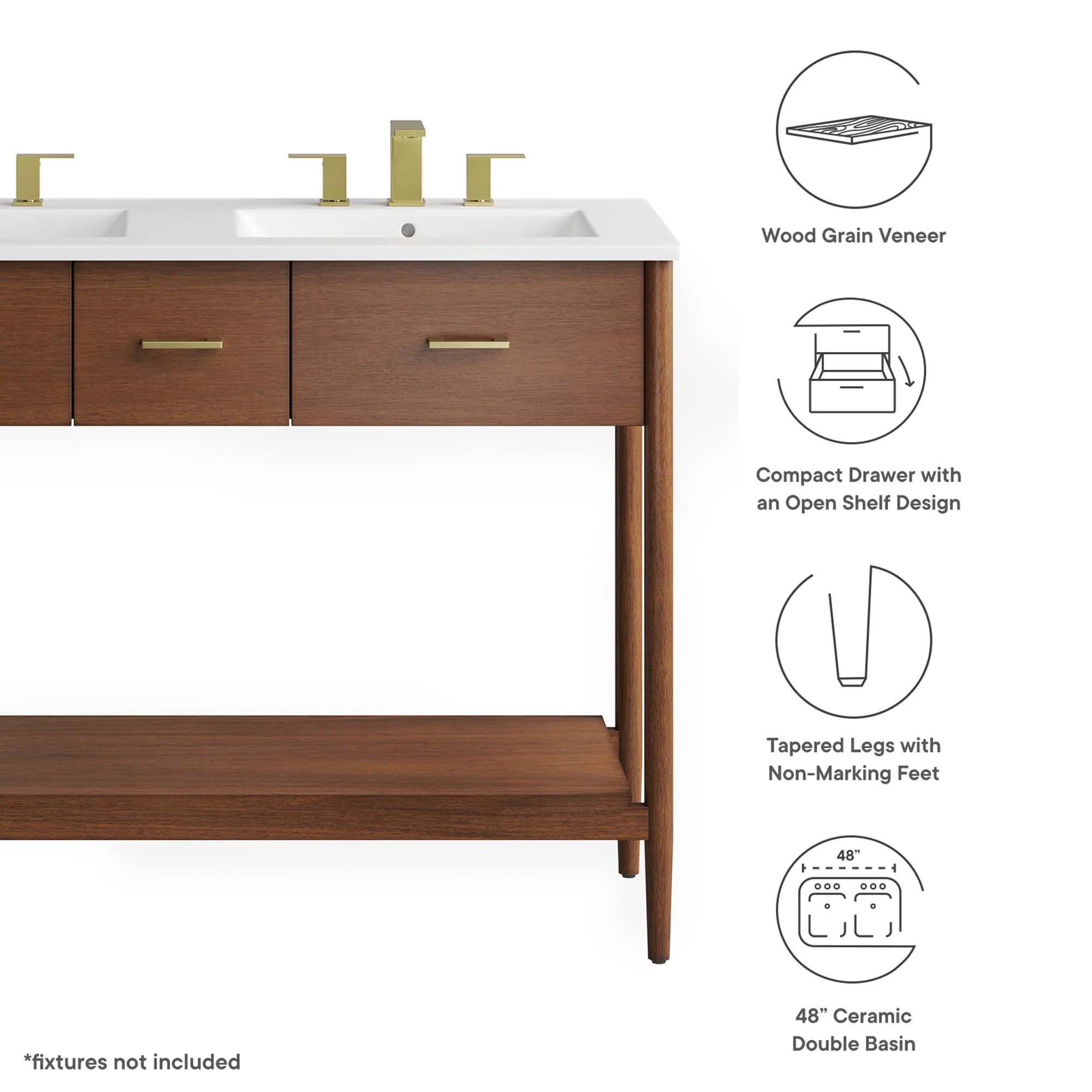 Meuble-lavabo de salle de bain Zaïre inclus