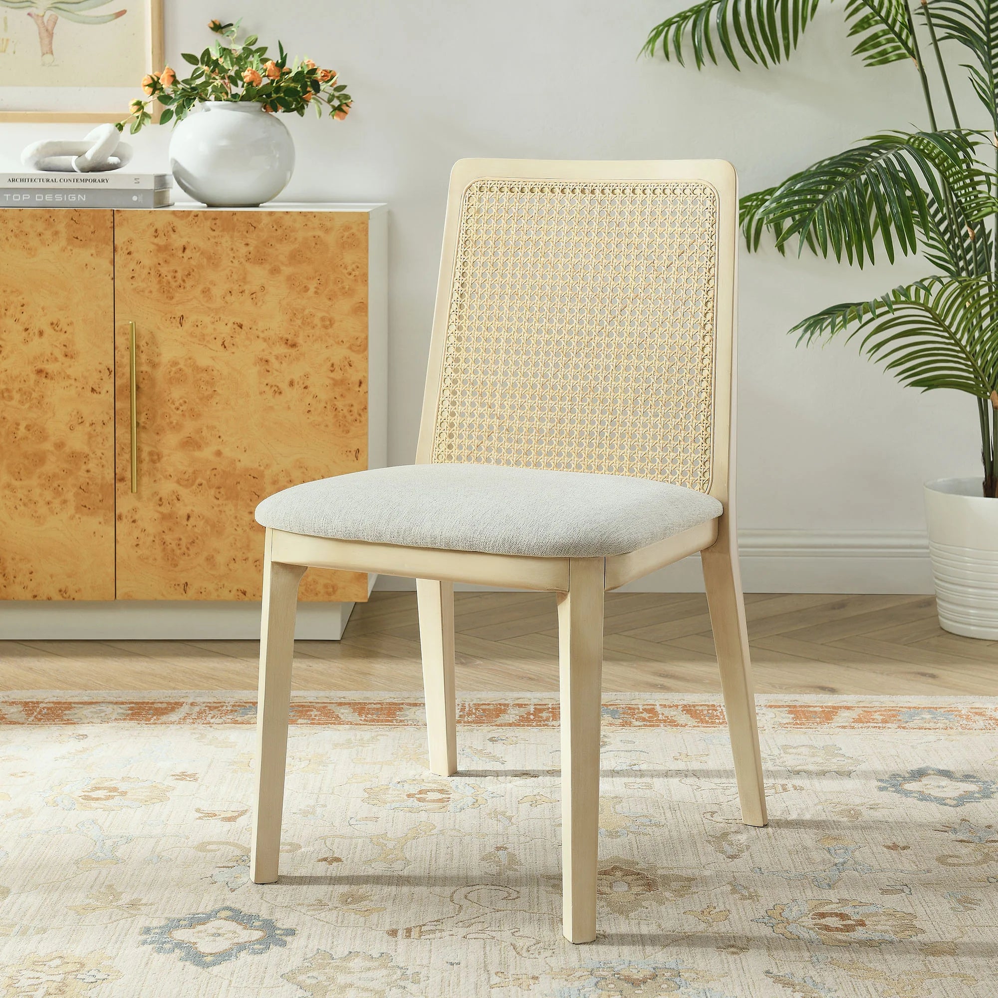 Monarch Beech Wood and Rattan Dining Side Chair