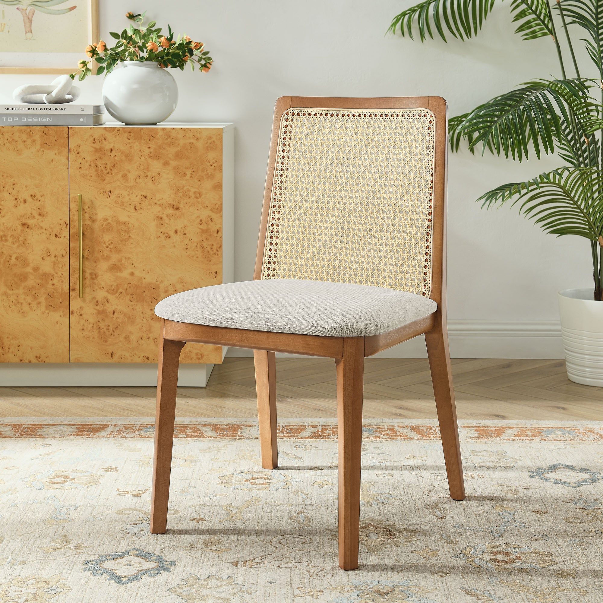 Monarch Beech Wood and Rattan Dining Side Chair