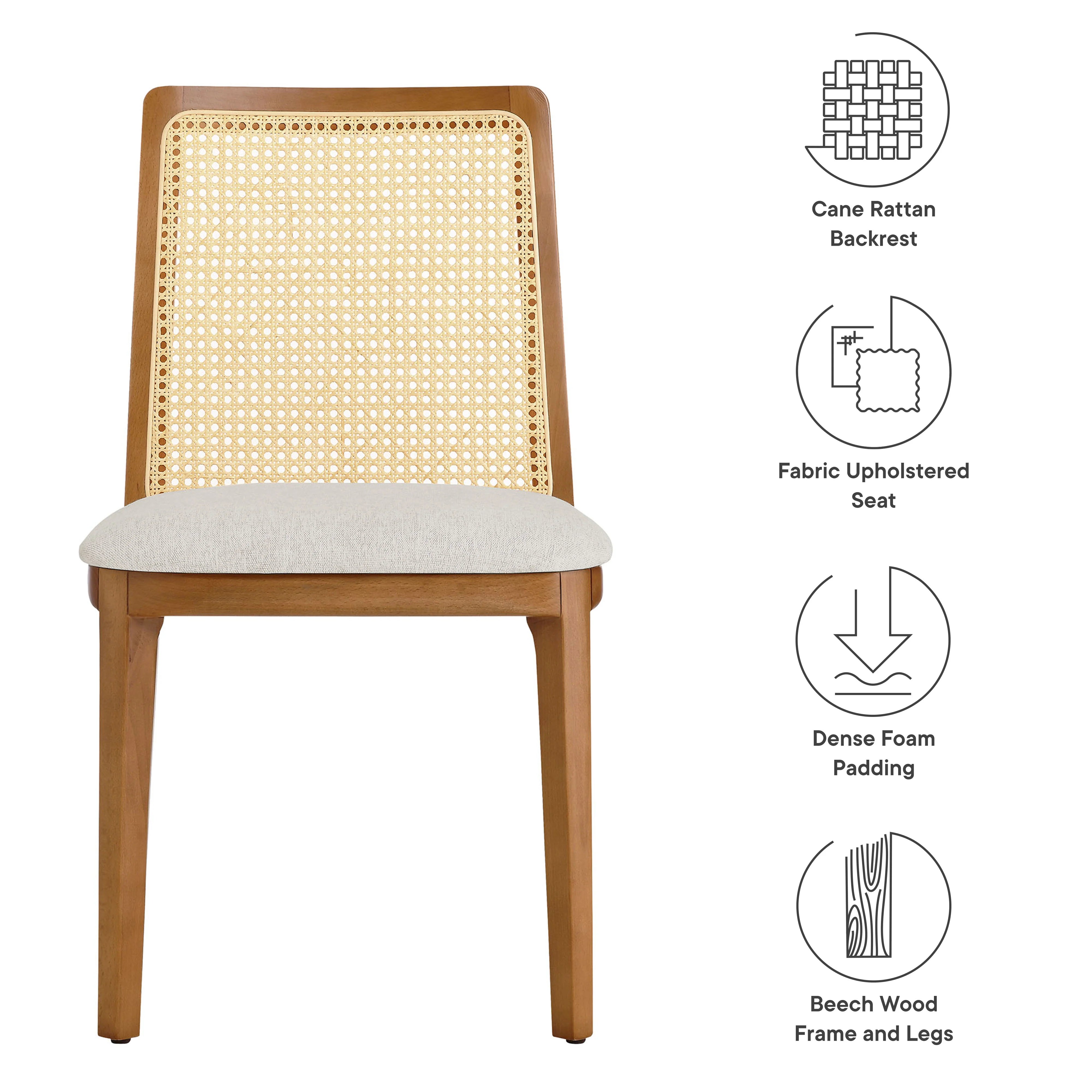 Monarch Beech Wood and Rattan Dining Side Chair