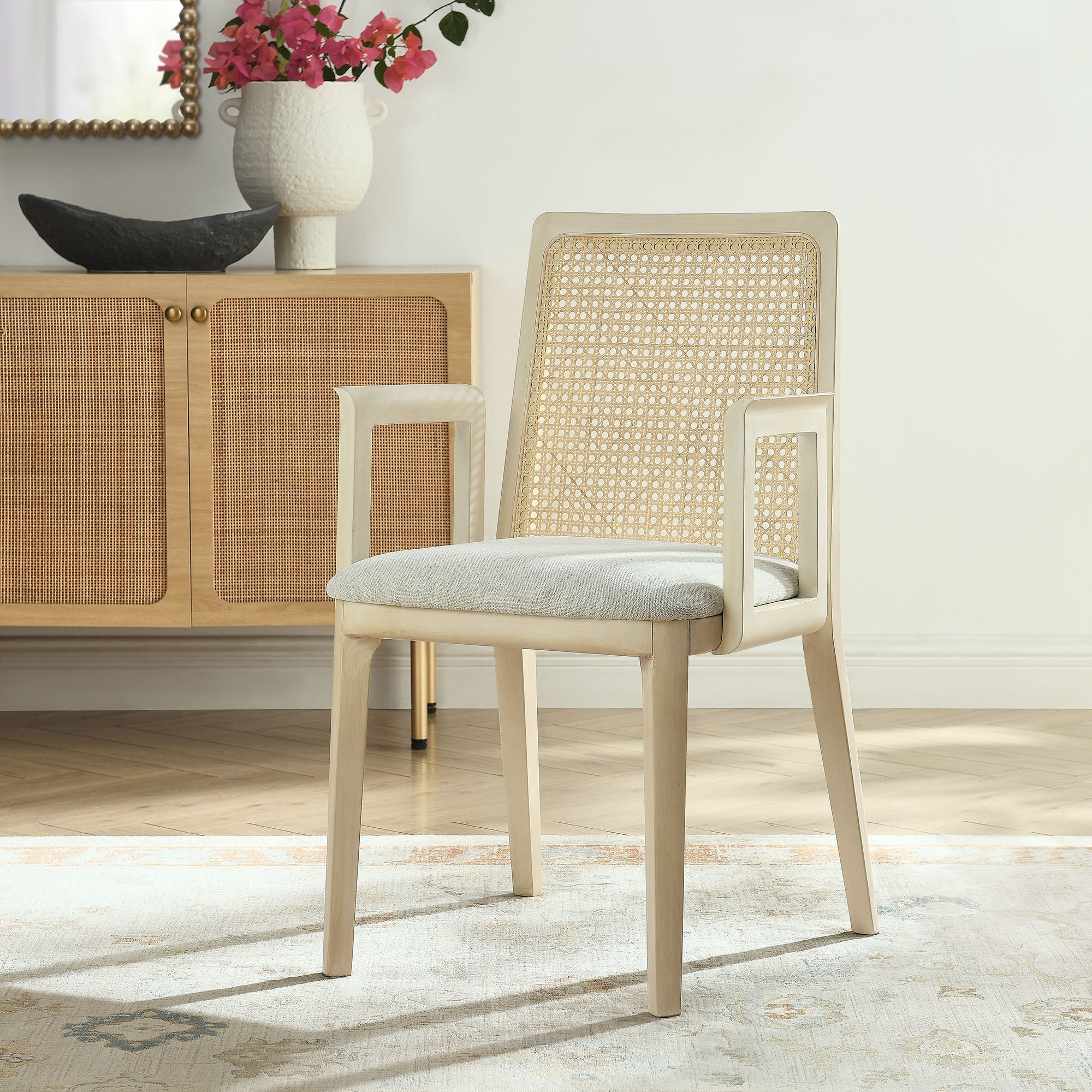 Monarch Beech Wood and Rattan Dining Armchair