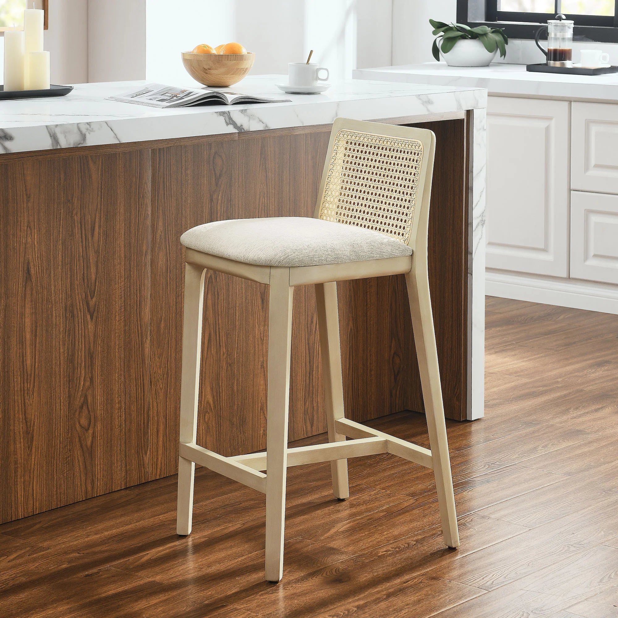 Monarch Beech Wood and Rattan Counter Stool