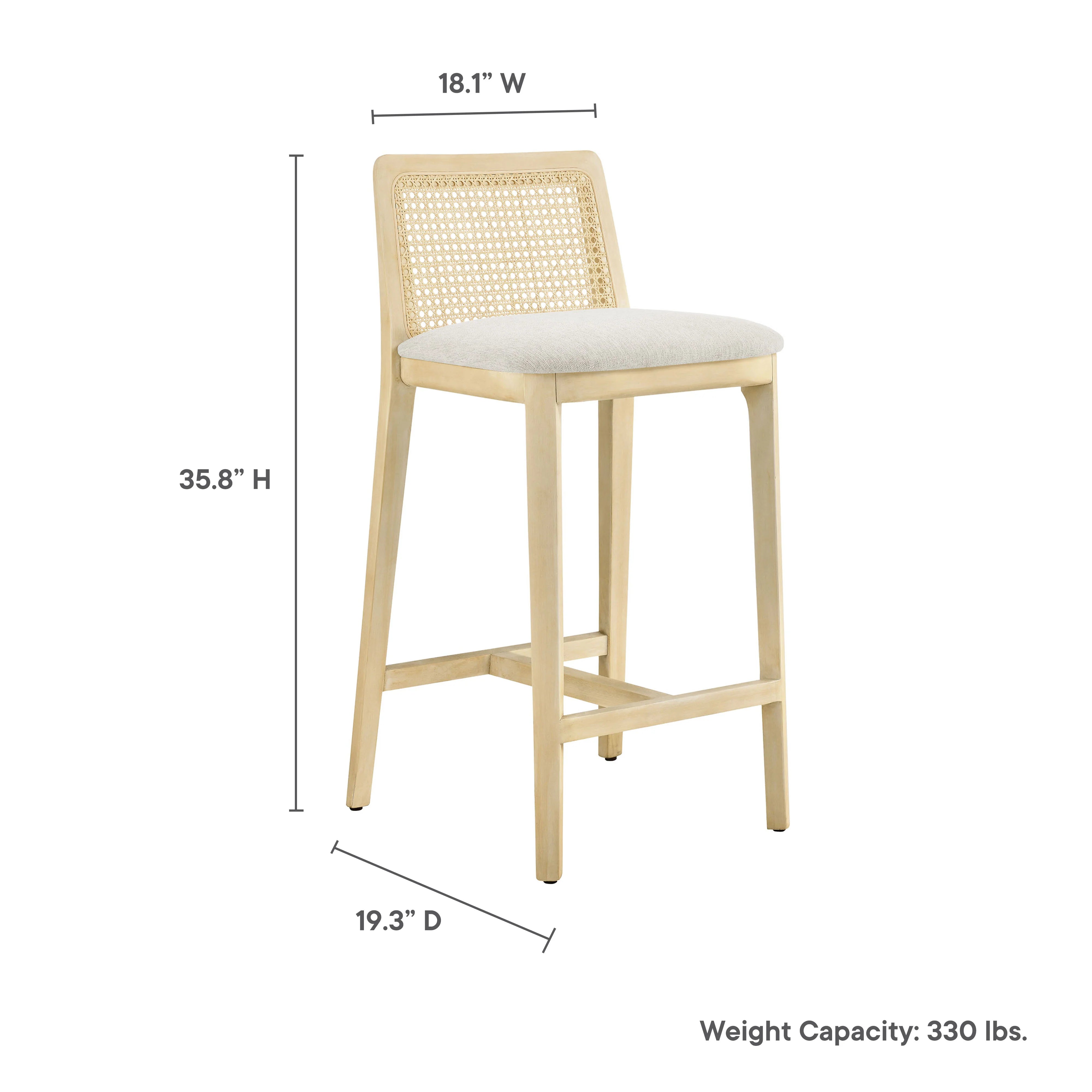 Monarch Beech Wood and Rattan Counter Stool