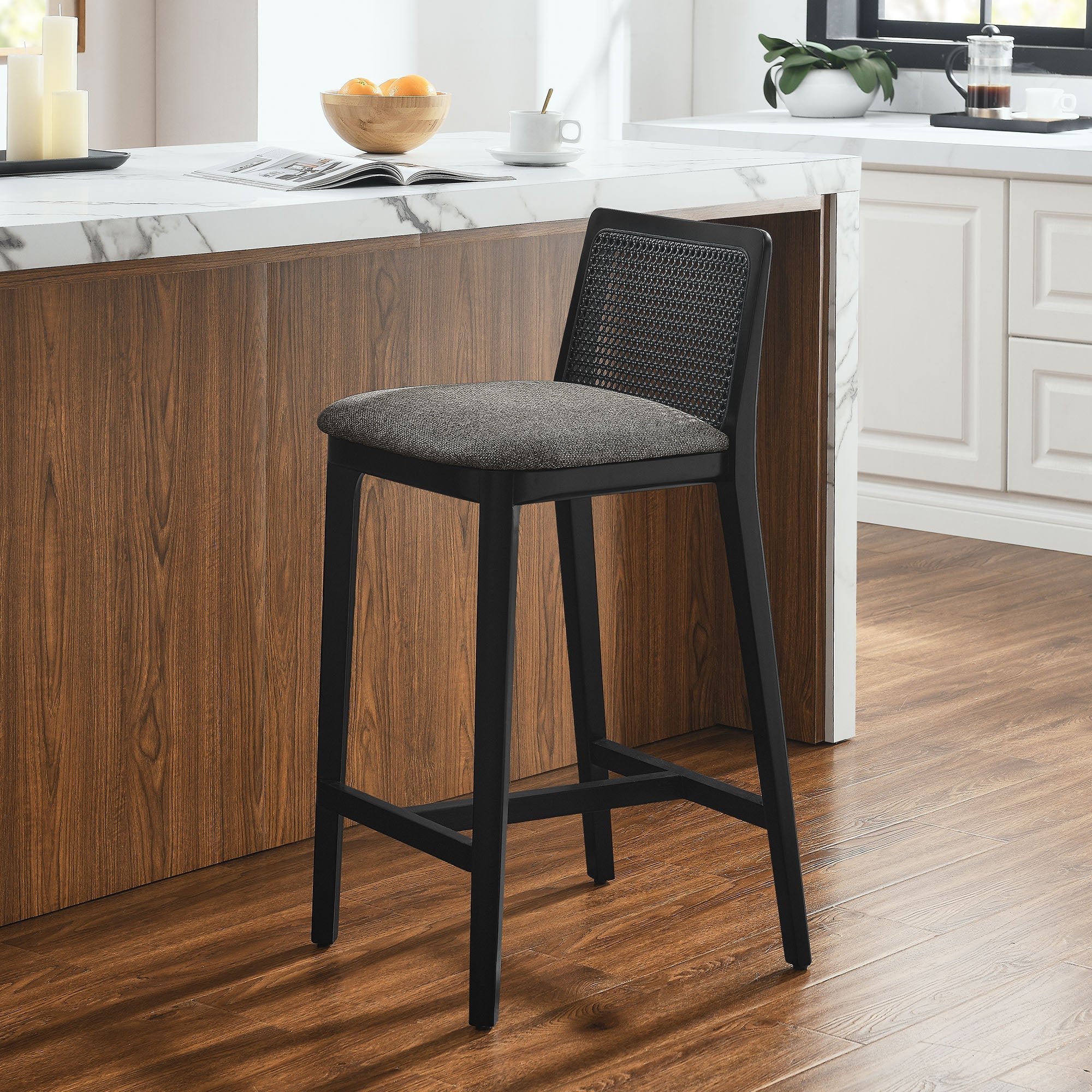 Monarch Beech Wood and Rattan Counter Stool