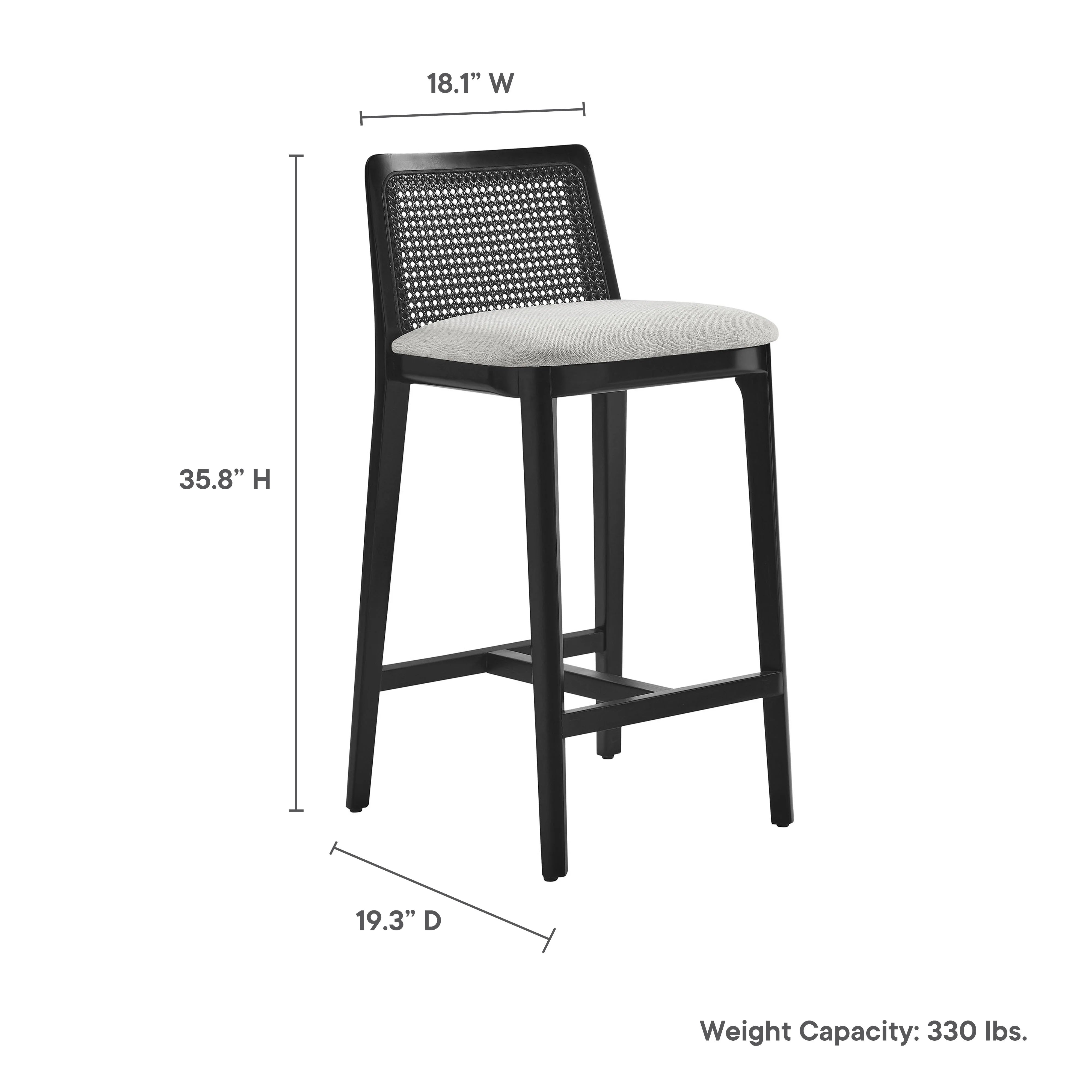 Monarch Beech Wood and Rattan Counter Stool