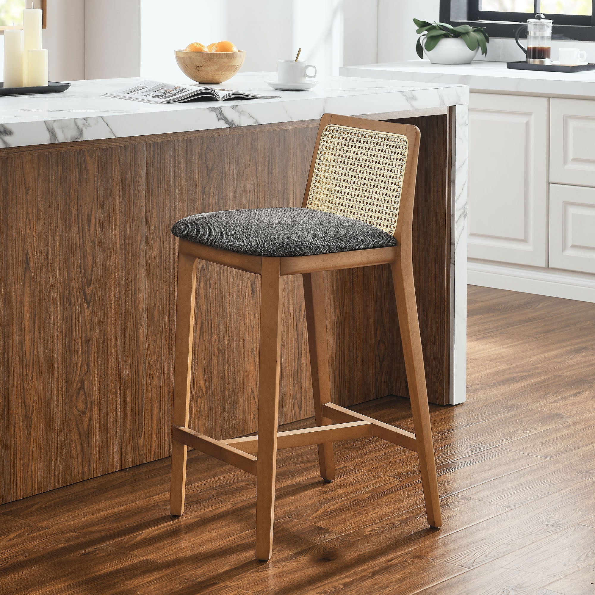 Monarch Beech Wood and Rattan Counter Stool