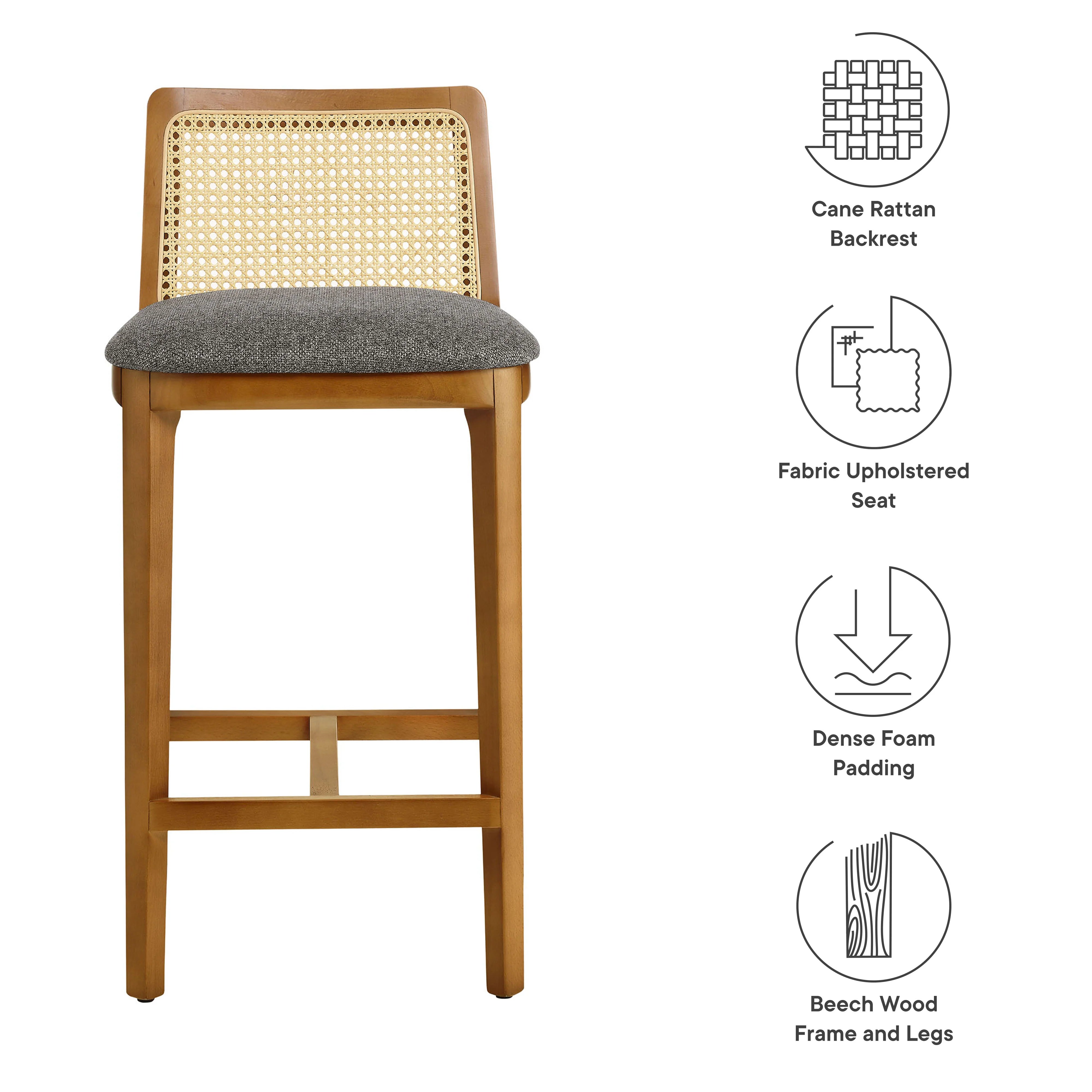 Monarch Beech Wood and Rattan Counter Stool