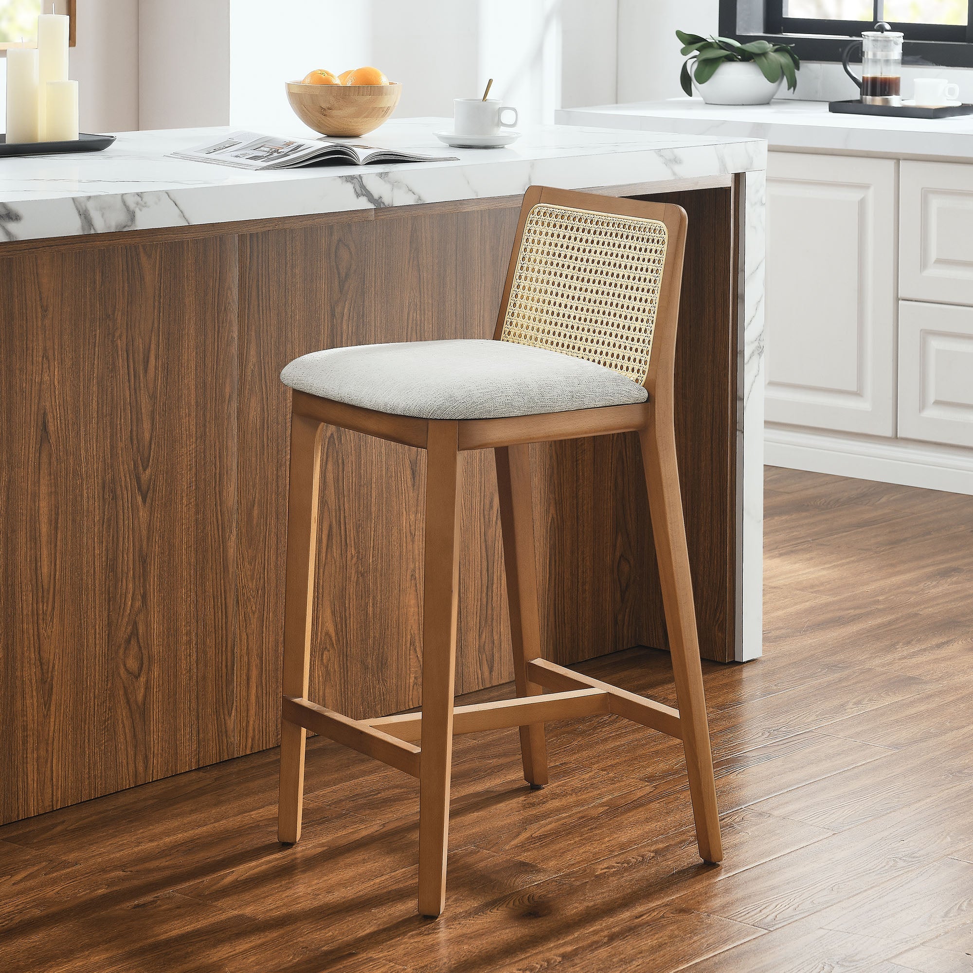 Monarch Beech Wood and Rattan Counter Stool