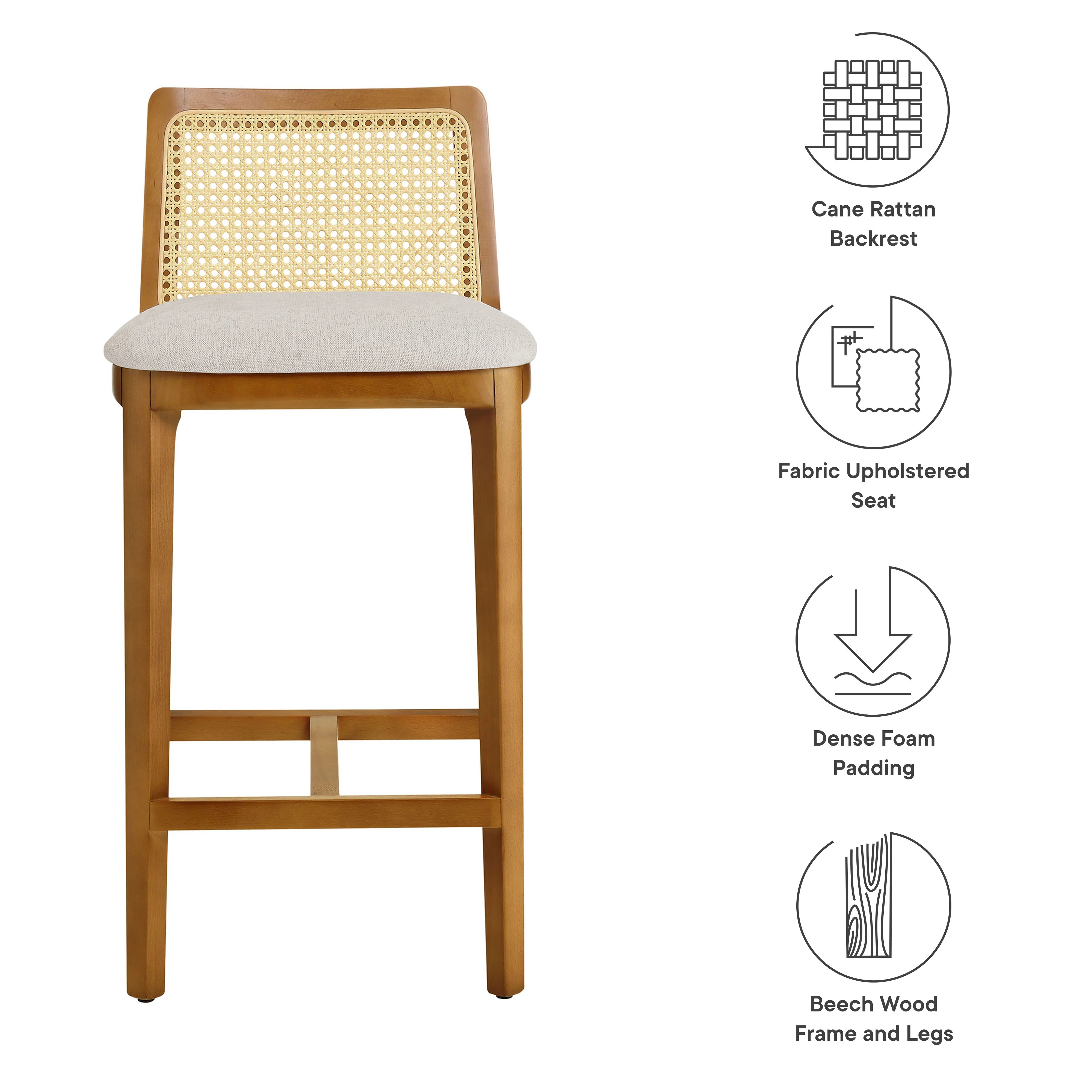 Monarch Beech Wood and Rattan Counter Stool