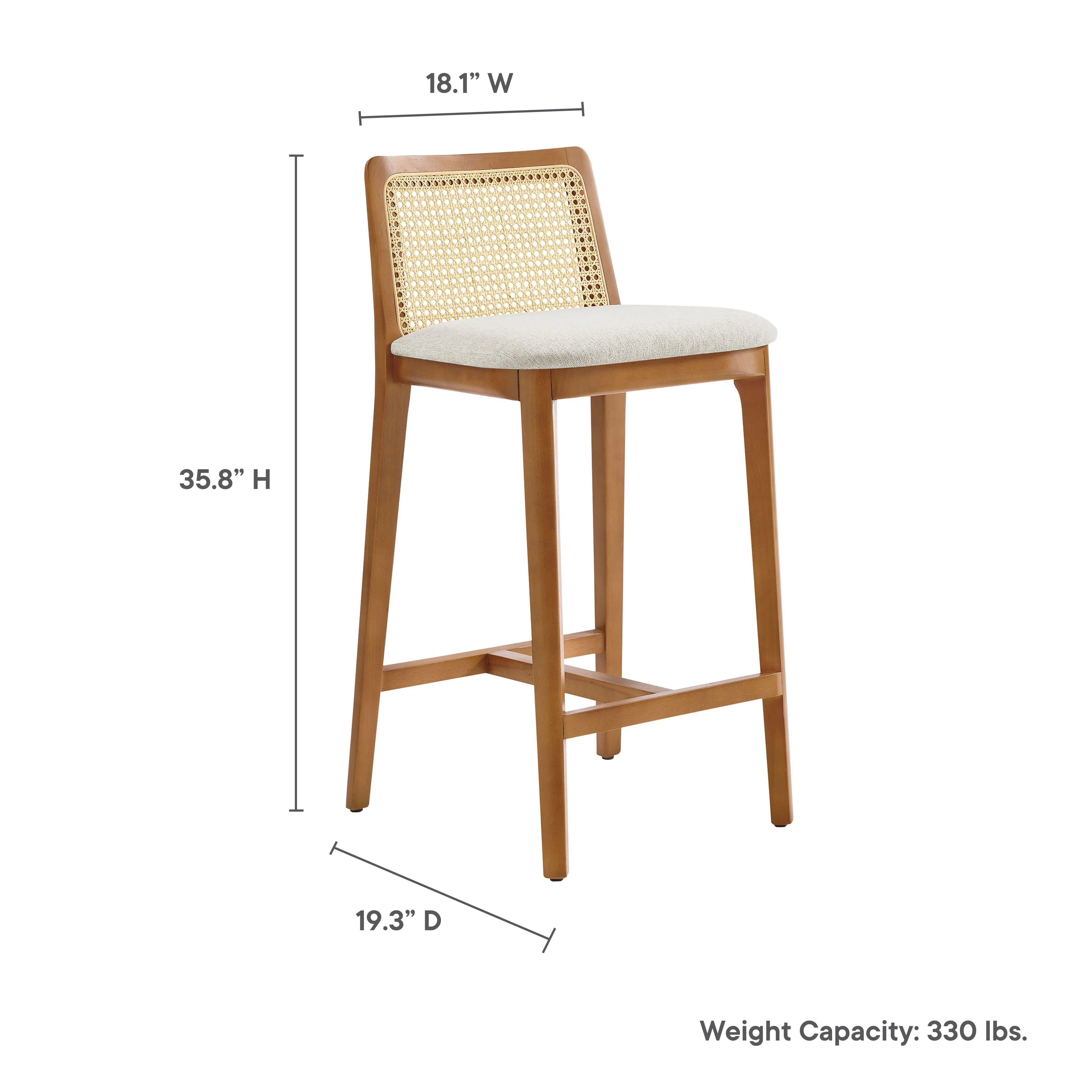 Monarch Beech Wood and Rattan Counter Stool