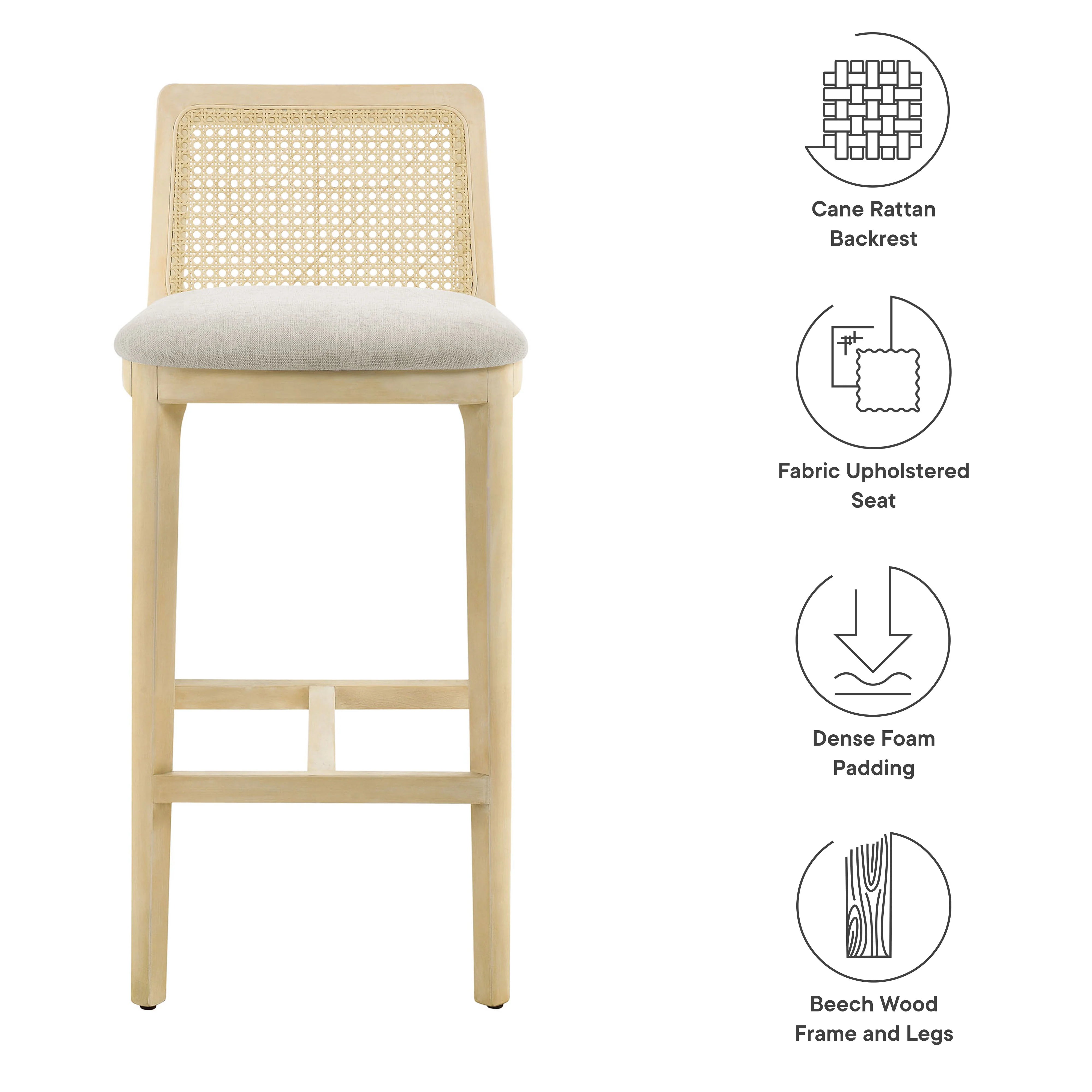 Monarch Wood and Rattan Bar Stool