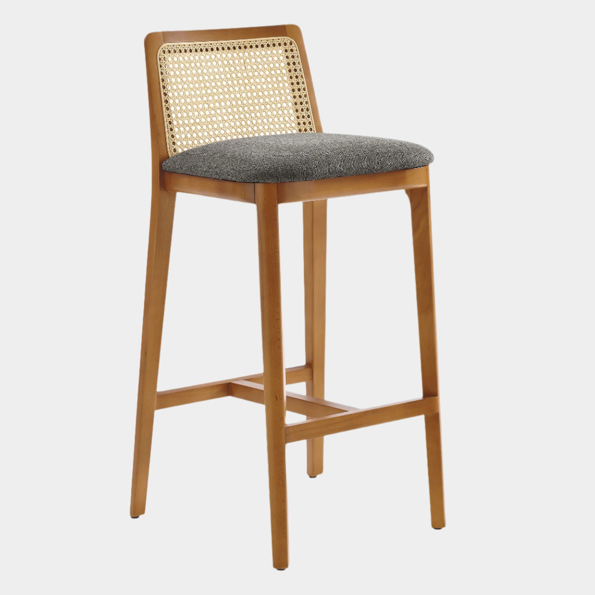 Monarch Wood and Rattan Bar Stool