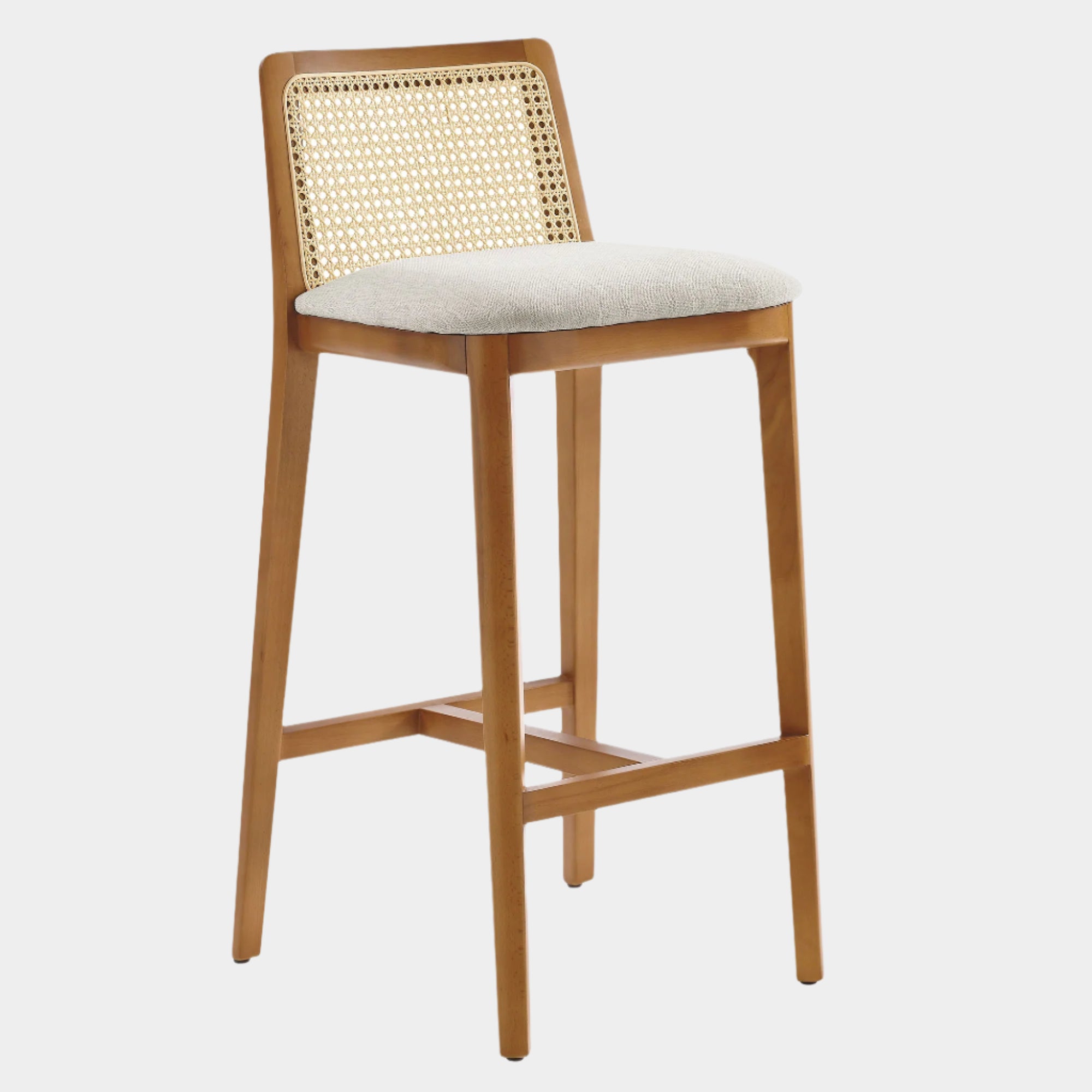 Monarch Wood and Rattan Bar Stool