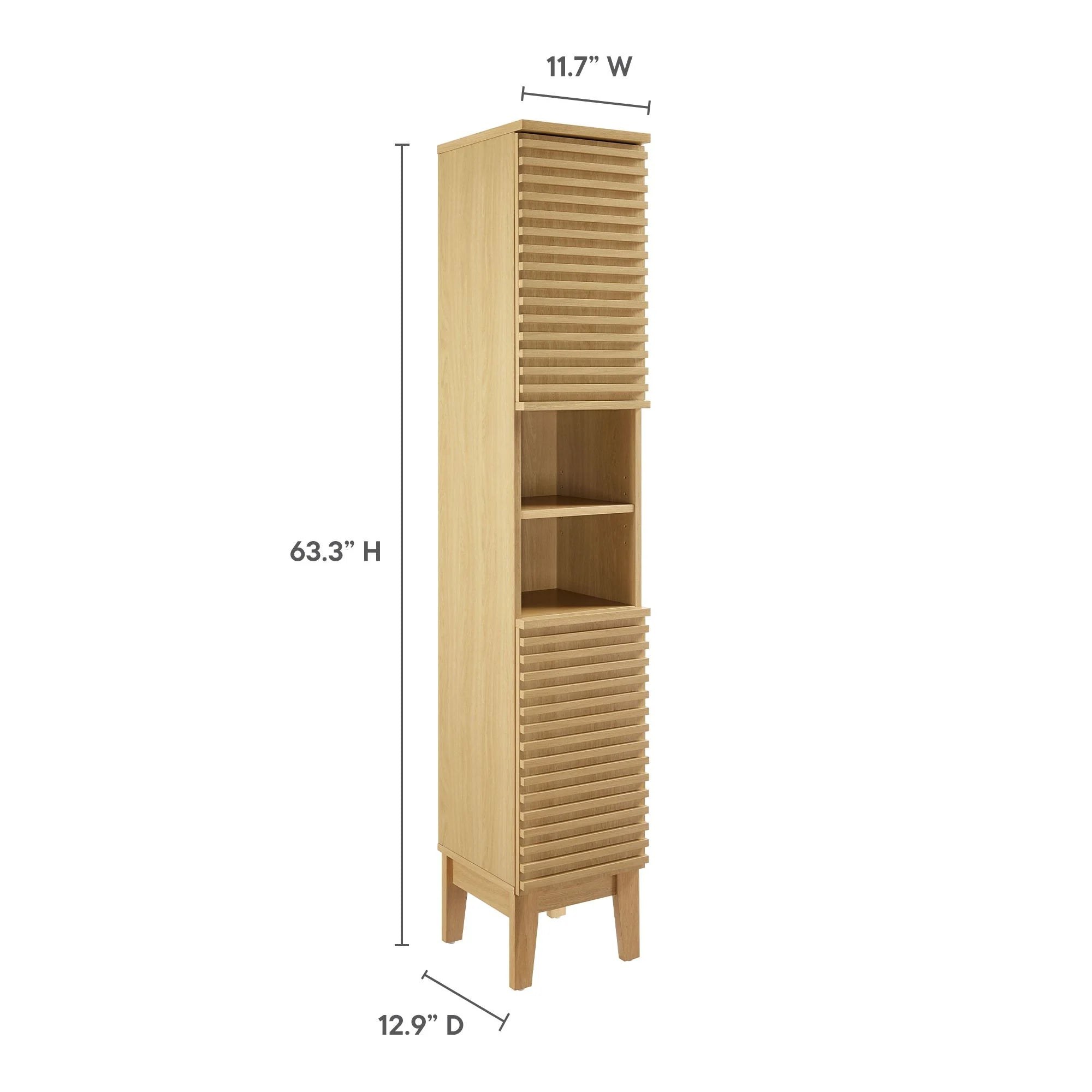 Meuble de rangement de salle de bain haut et étroit Render