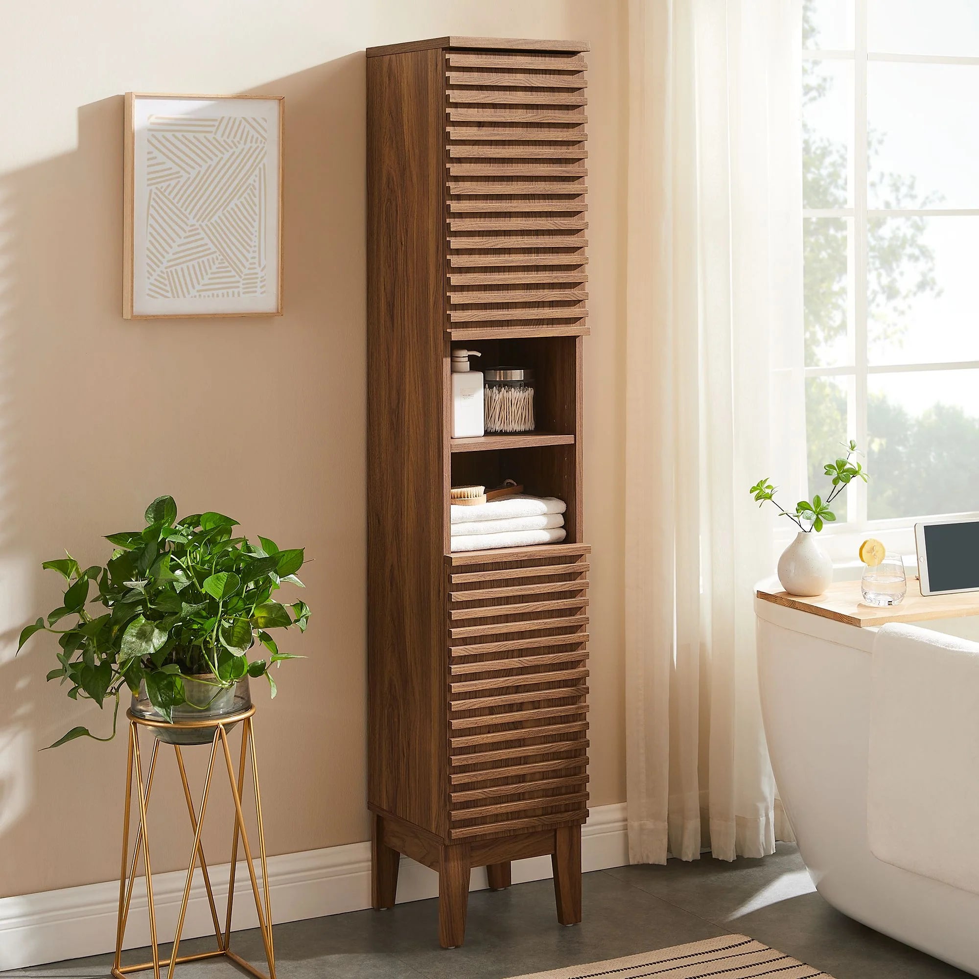 Render Tall Narrow Bathroom Storage Cabinet