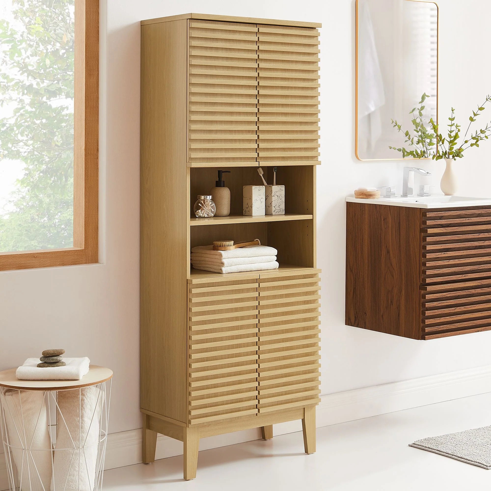 Render Tall Bathroom Storage Cabinet