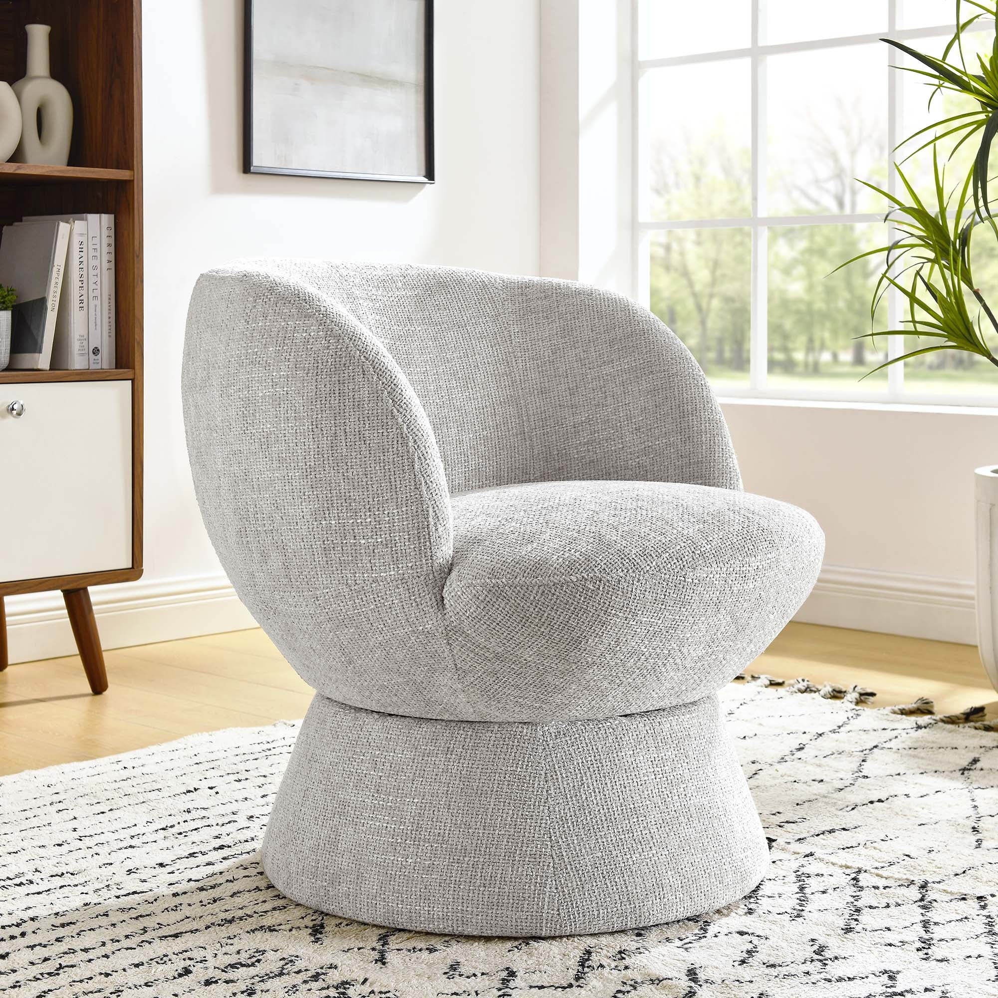 Chaise pivotante rembourrée en tissu chenille Vesta 