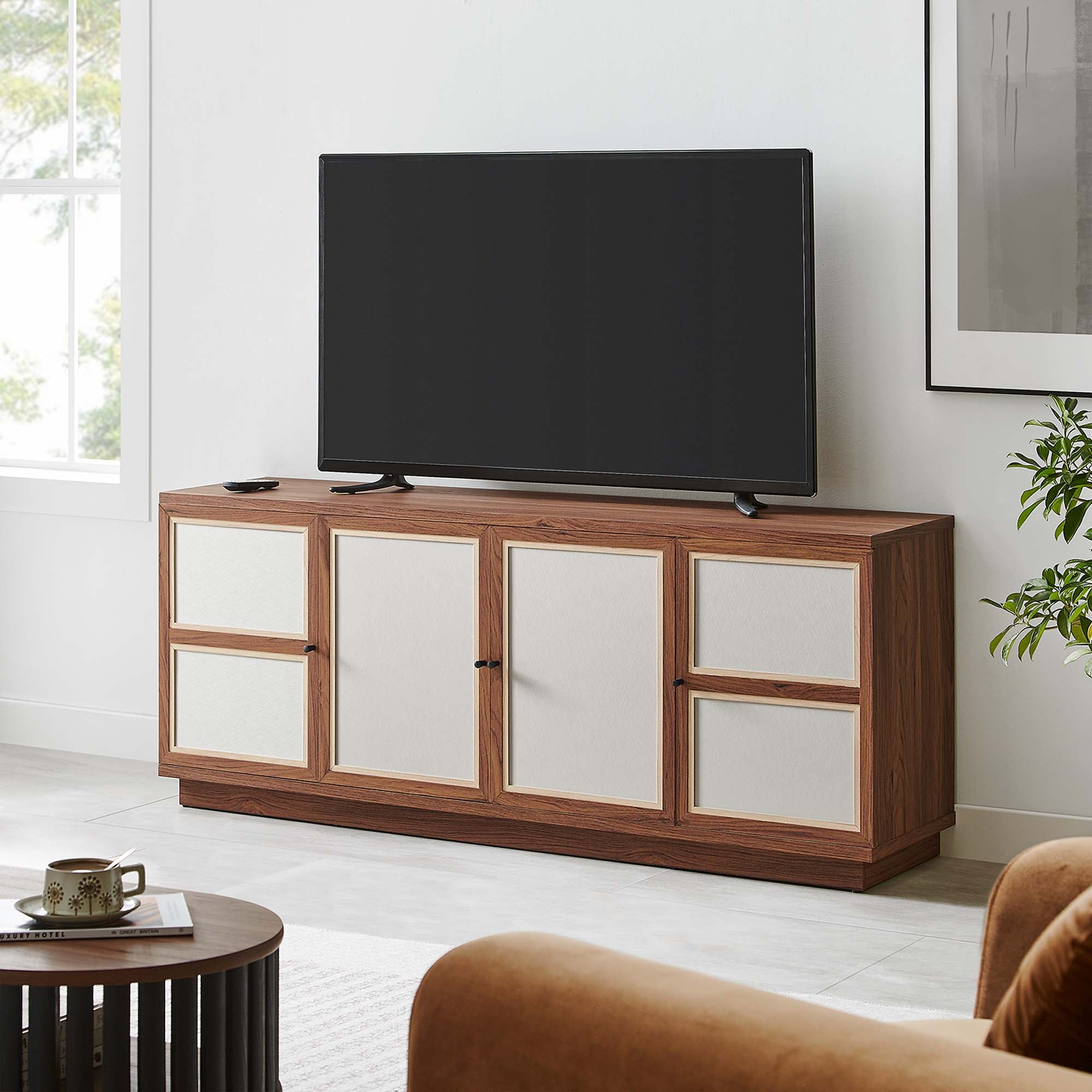 Capri 63" Wood Grain TV Console in Walnut