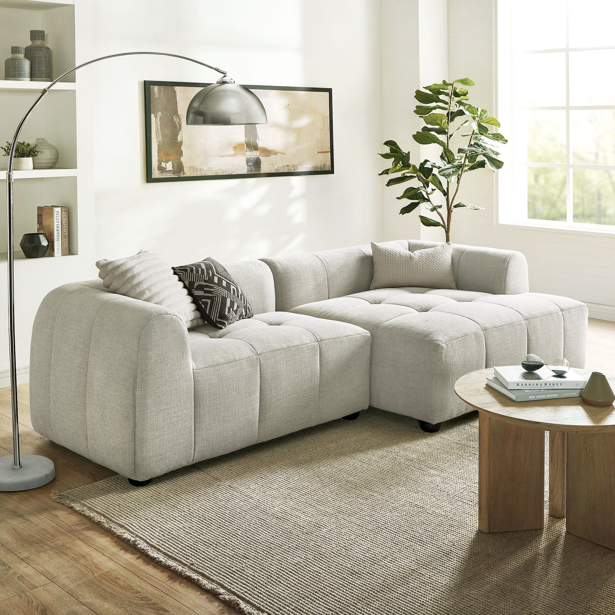 Liana Right-Facing Upholstered Fabric Modular Sofa with Chaise