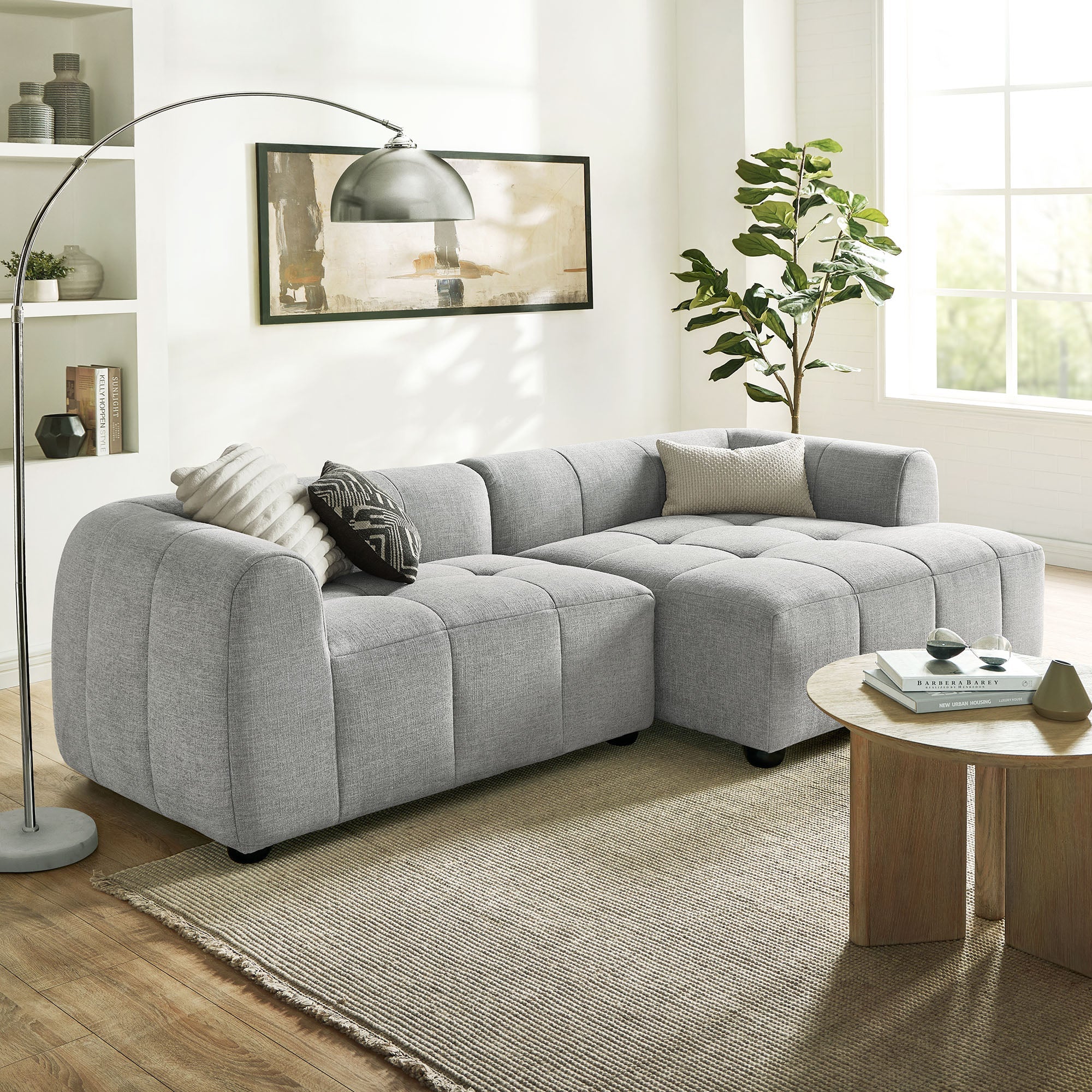 Liana Right-Facing Upholstered Fabric Modular Sofa with Chaise