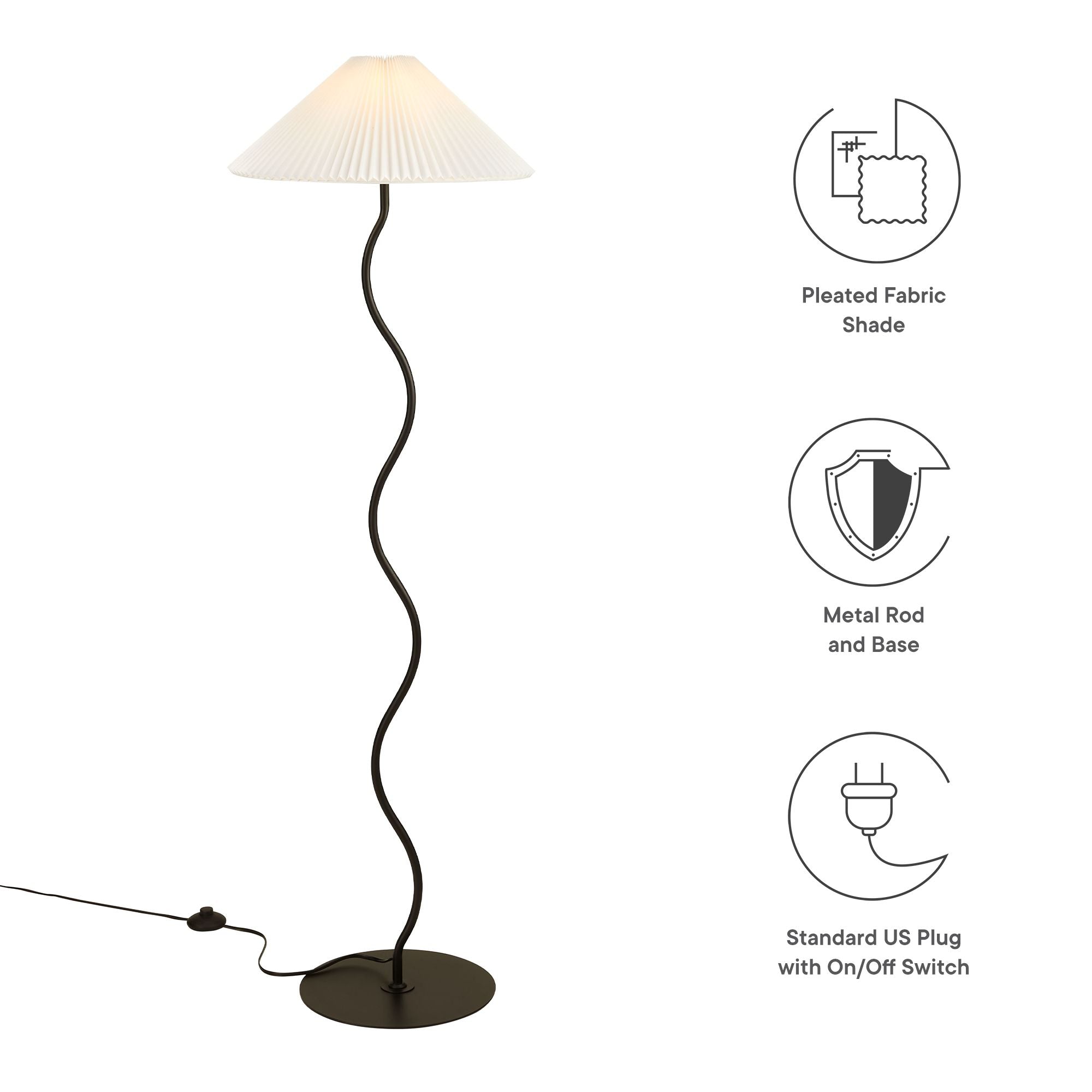 Wave Squiggle Floor Lamp in Black