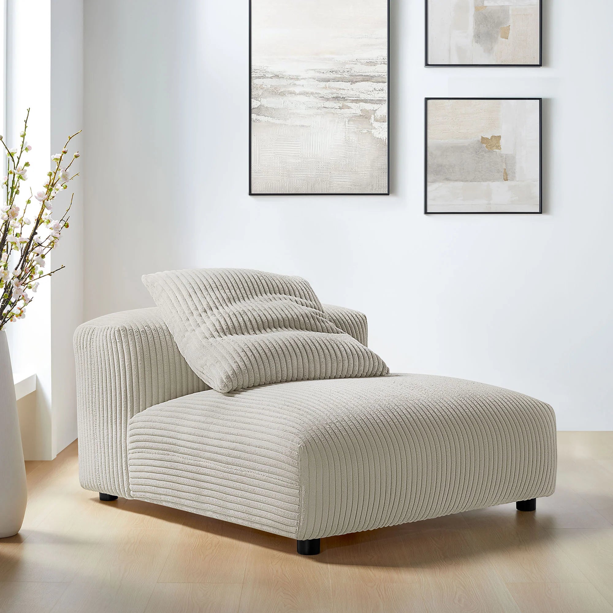 Solace Modular Corduroy Upholstered Armless Chair