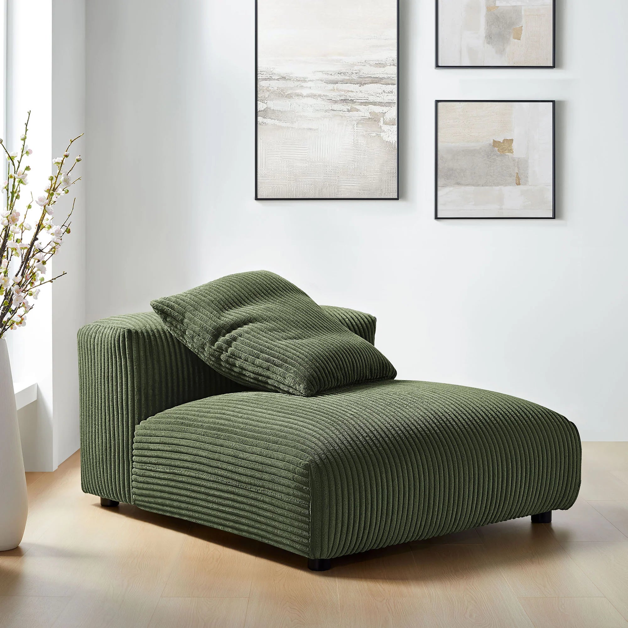 Solace Modular Corduroy Upholstered Armless Chair